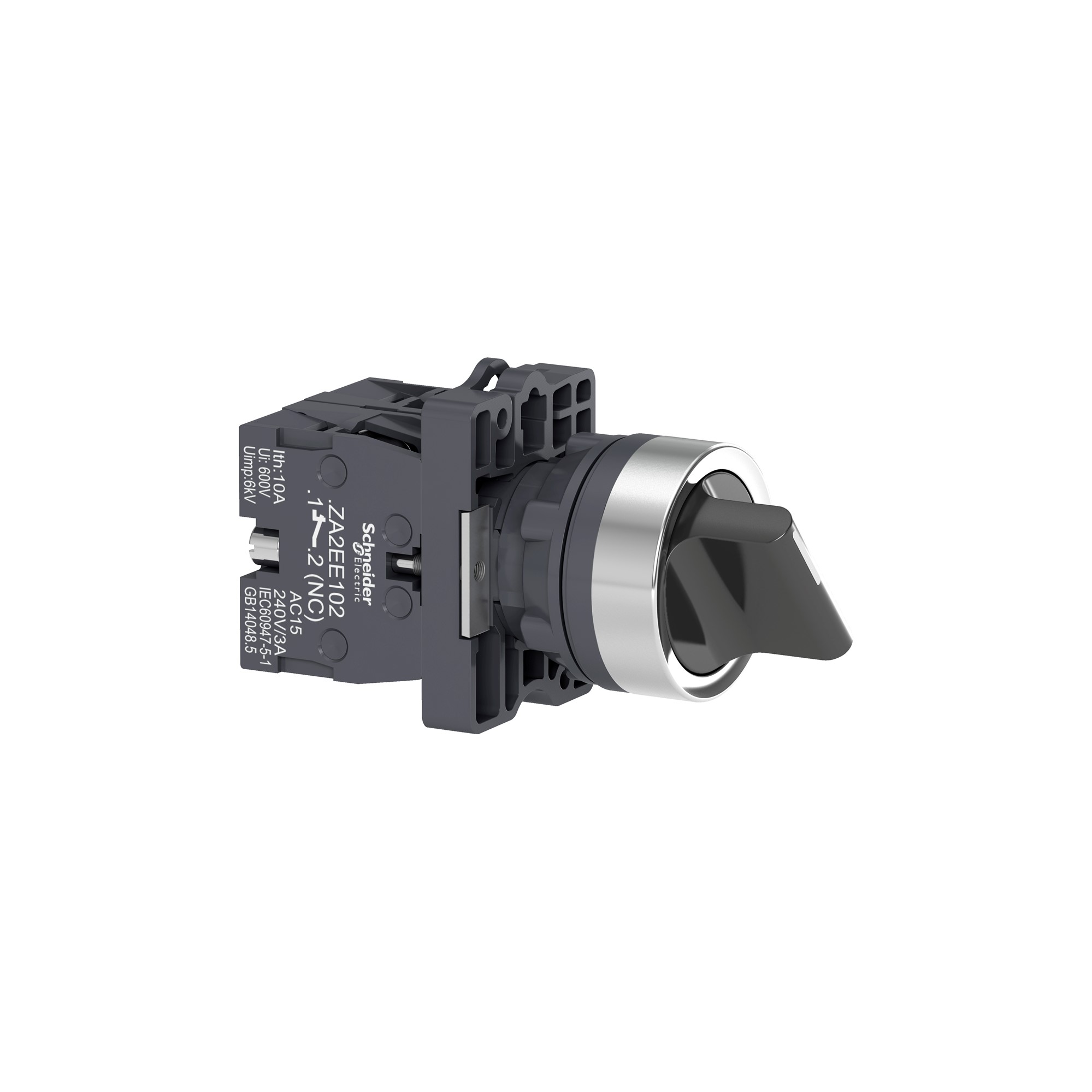 Selector Met 22mm 2 Posiciones 1NO+1NC con Maneta Corta XA2ED25 — Schneider Electric — Schneider Electric