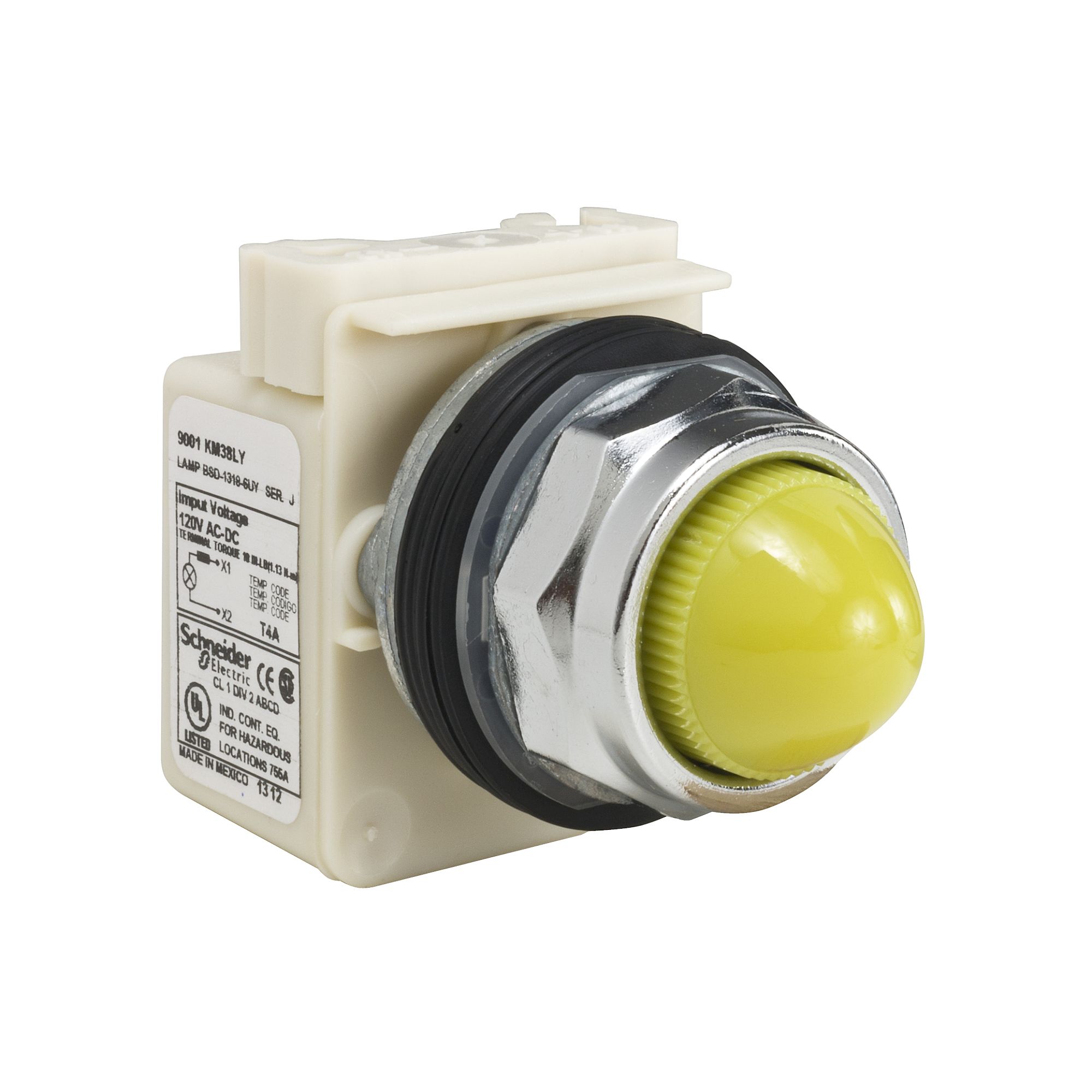 Piloto NEMA 30mm Met LED Ama 120VAC/CC 9001KP38LYY9 — Schneider Electric — Schneider Electric
