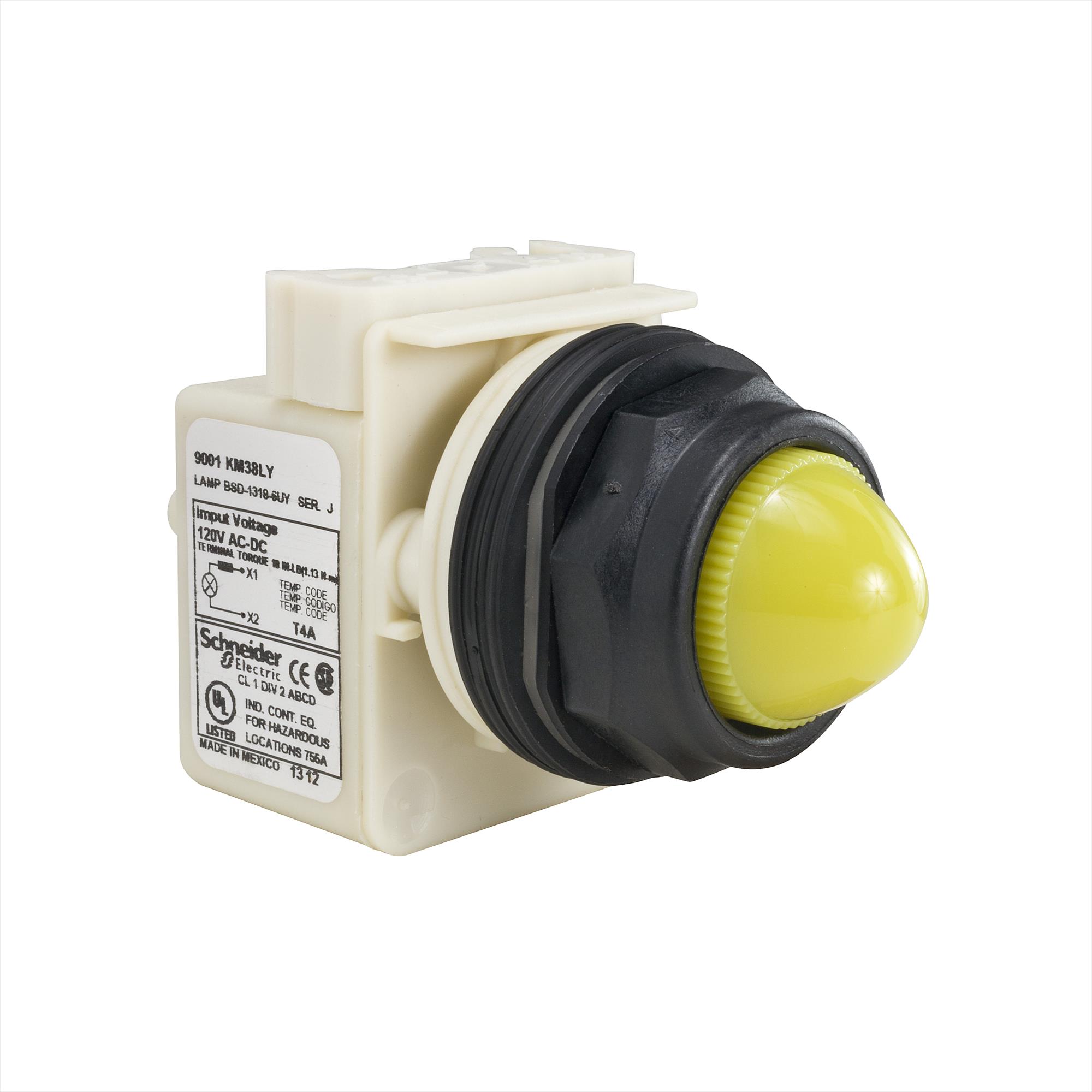 Piloto NEMA 30mm Plas LED Am 120VAC/CC 9001SKP38LYY9 — Schneider Electric — Schneider Electric