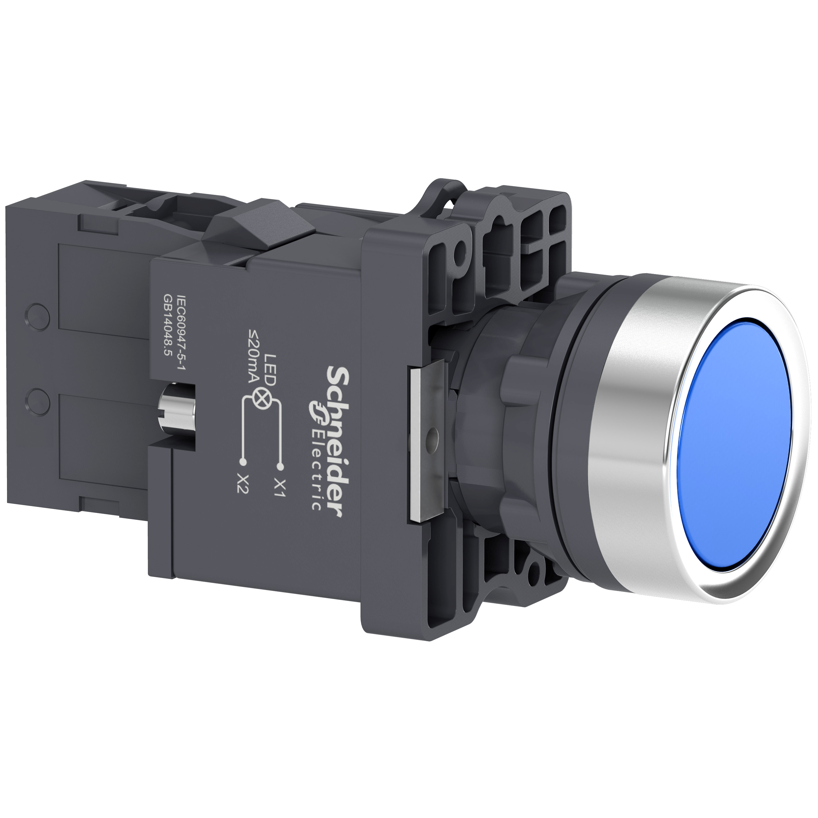 Pulsador Rasante Luminoso 220V AC 1NO Azul XA2EW36M1 — Schneider Electric — Schneider Electric
