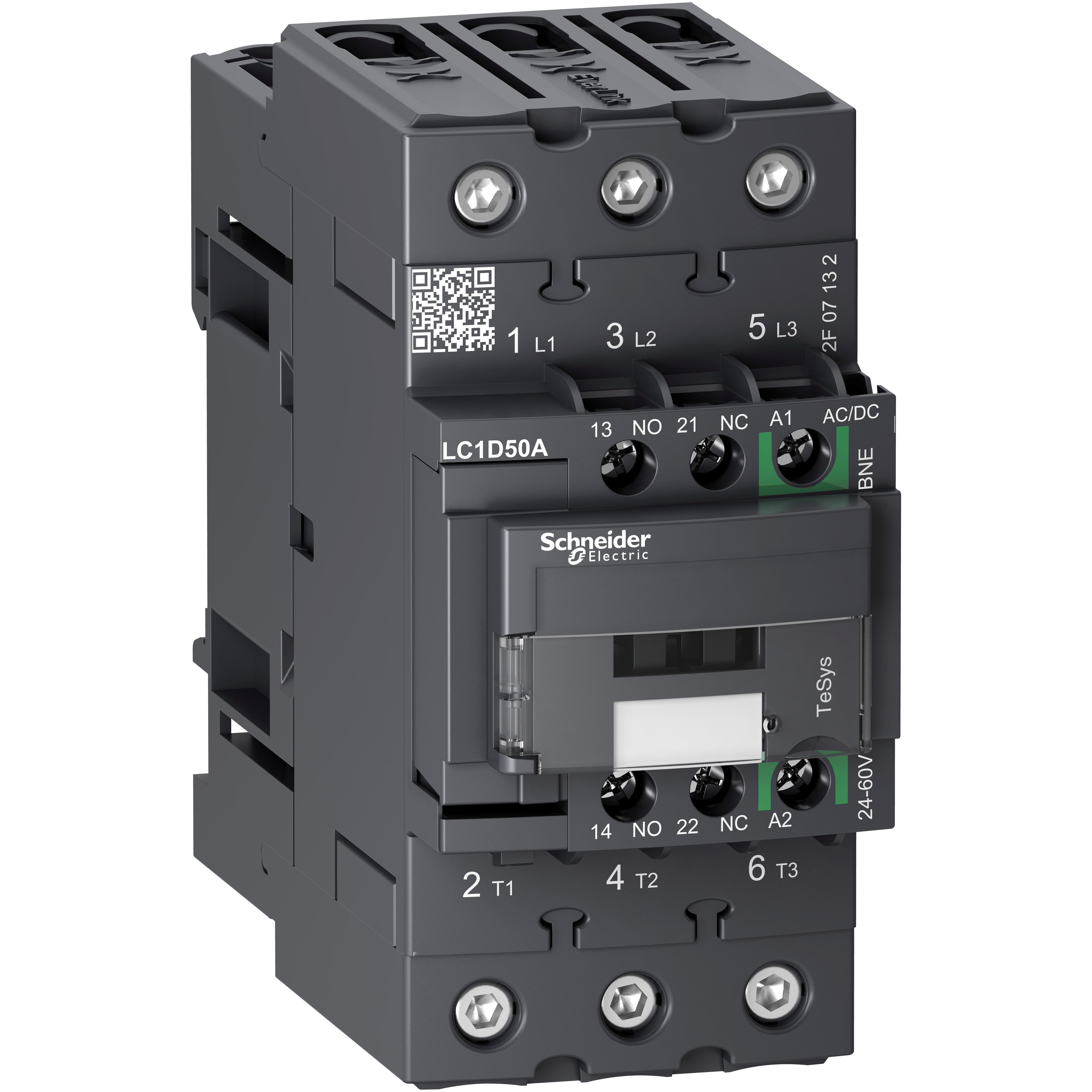 Contactor 50A bobina 60VAC 1NA+1NC LC1D50ABNE Schneider — Schneider