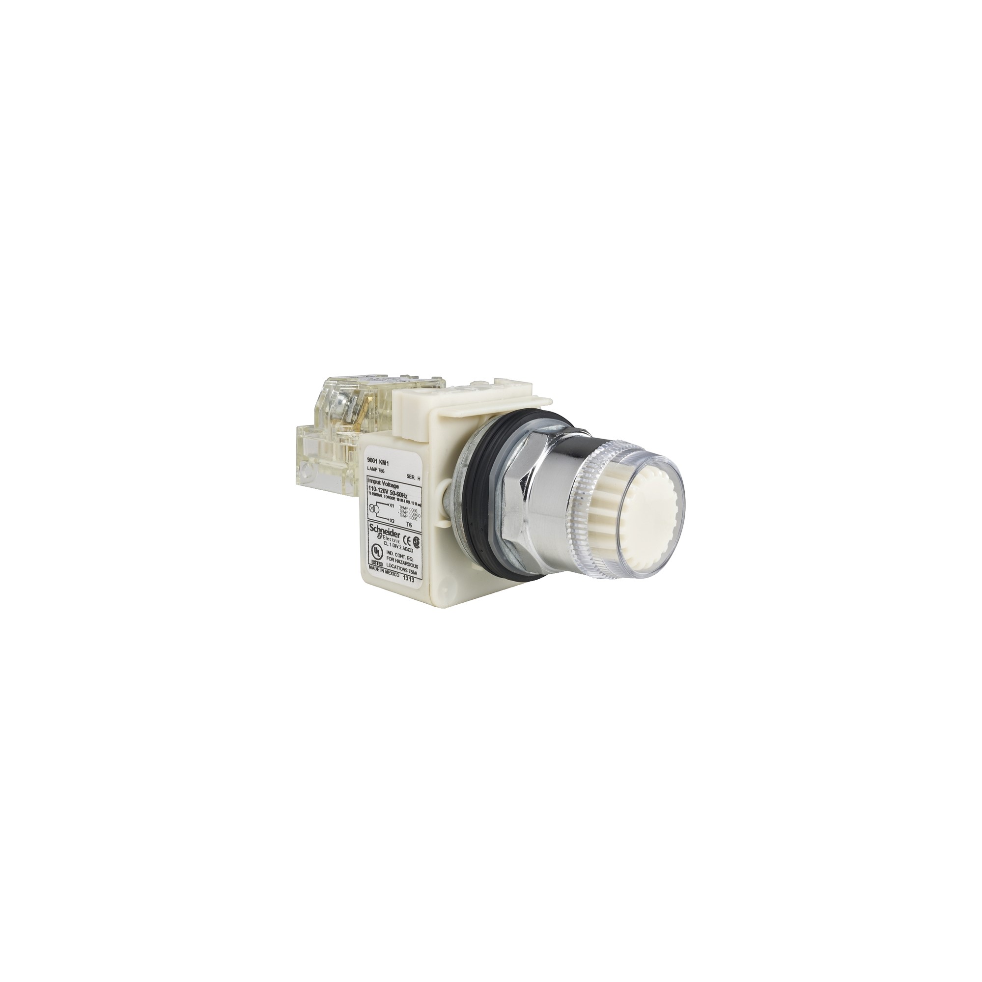 Pulsador 30mm Metalico Cromado de Contacto Iluminado Blanco -110-120V -Nanc 9001K1L1WH13 — Schneider Electric — Schneider Electric