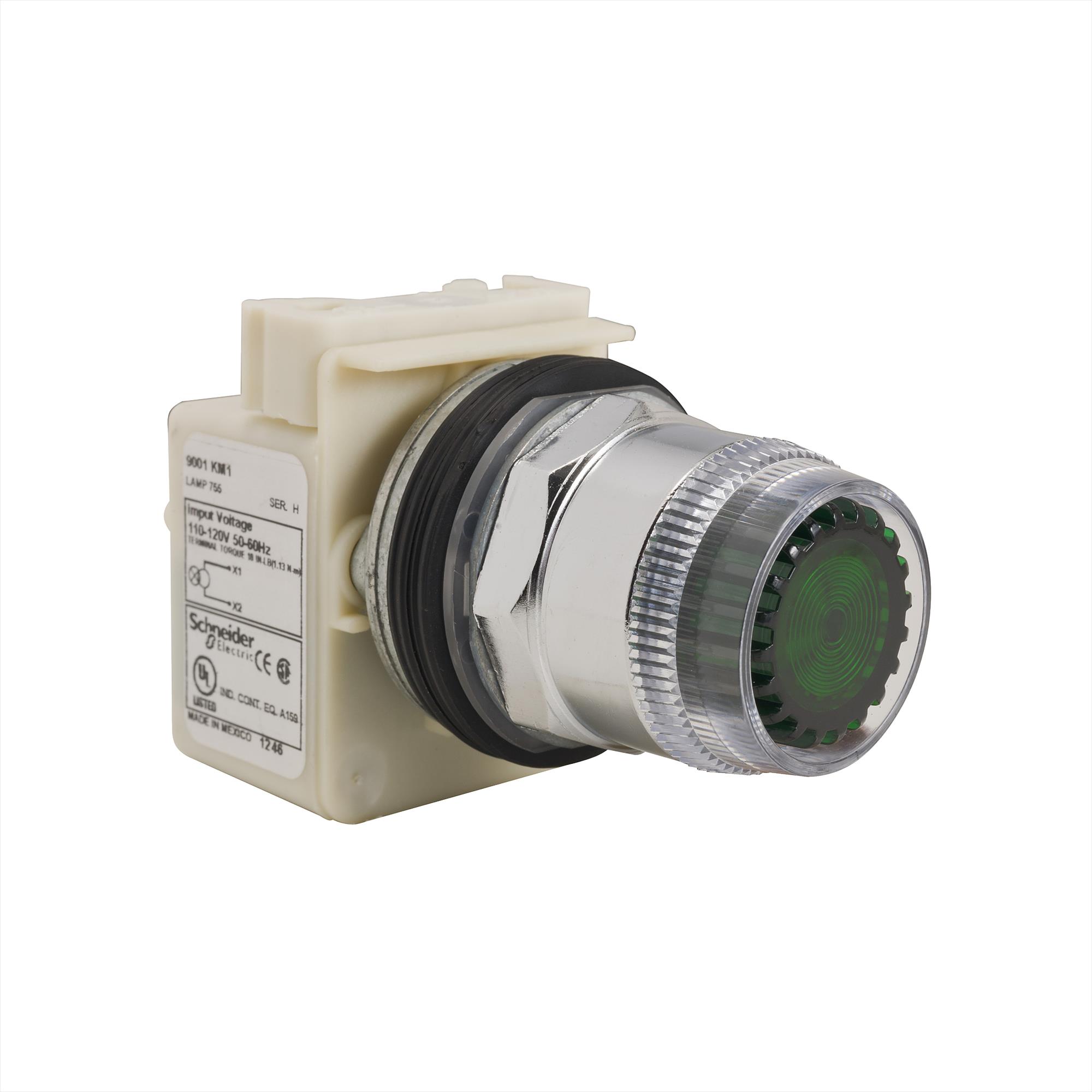 Pulsador NEMA 30mm Met Incan Ver 120VAC 9001K1L1GH13 — Schneider Electric — Schneider Electric