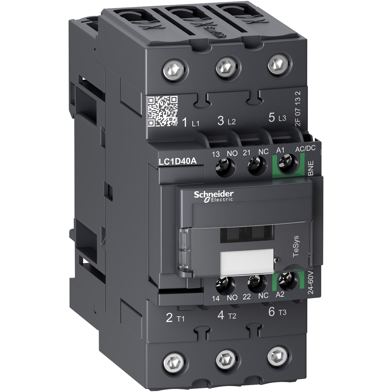 Contactor 40A bobina 60VAC 1NA+1NC LC1D40ABNE Schneider — Schneider