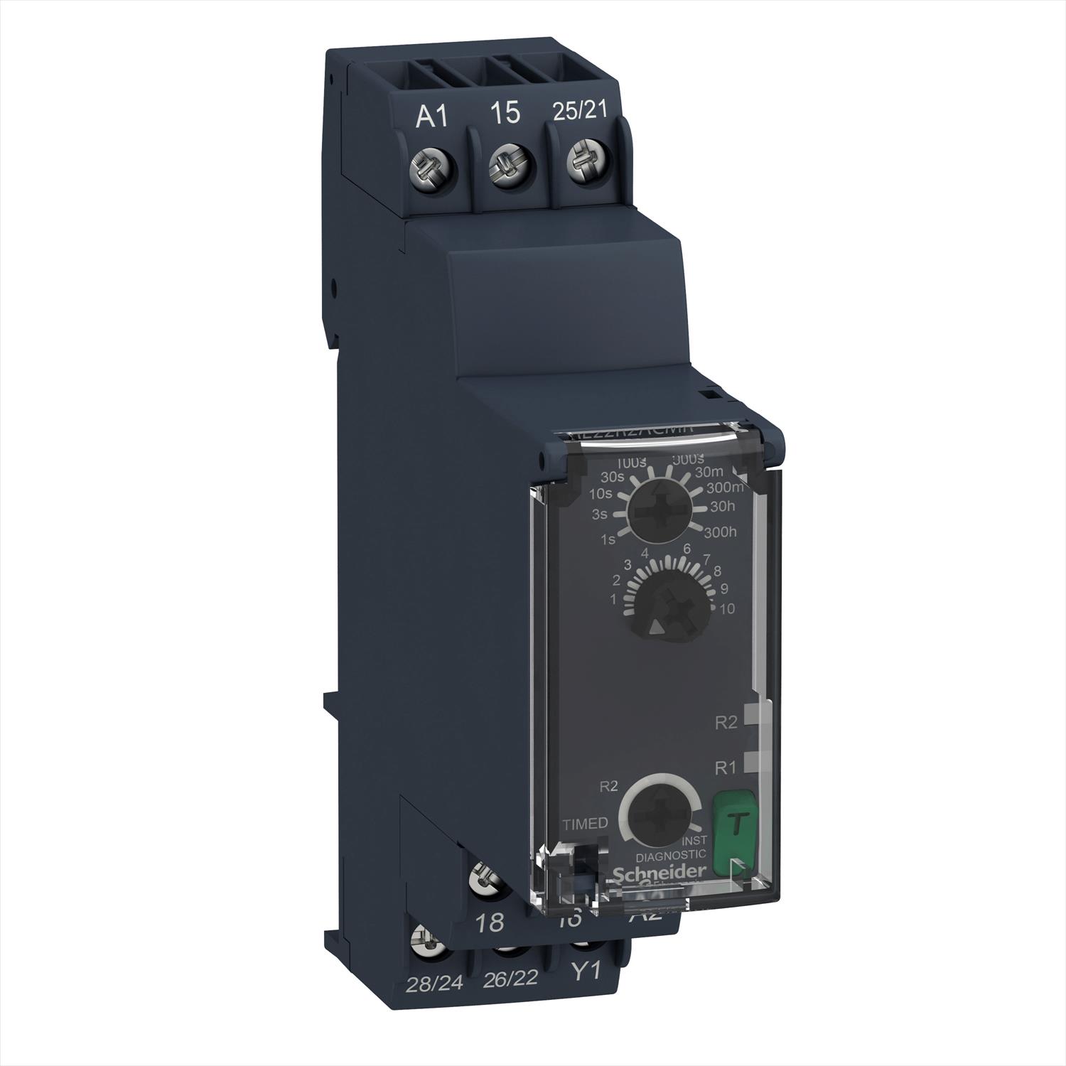 Relé TEMP CIERRE-APERT-0.05S/300H-24/240VCA/CC-2C/O RE22R2ACMR Schneider Electric — Schneider Electric