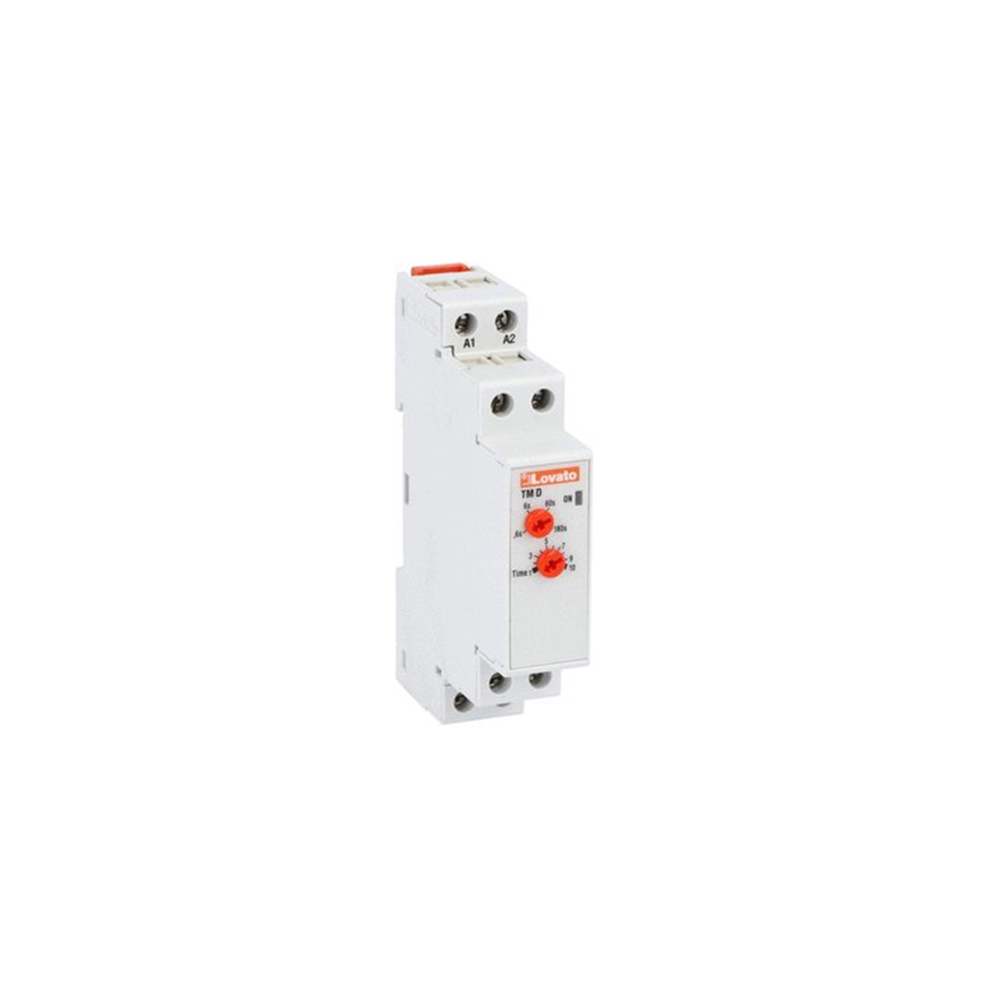 Relé TEMPORIZADOR OFF-DELAY 0,06s A 3min 24 A 240VCA/CC MONTAJE DIN TMD Lovato — Lovato