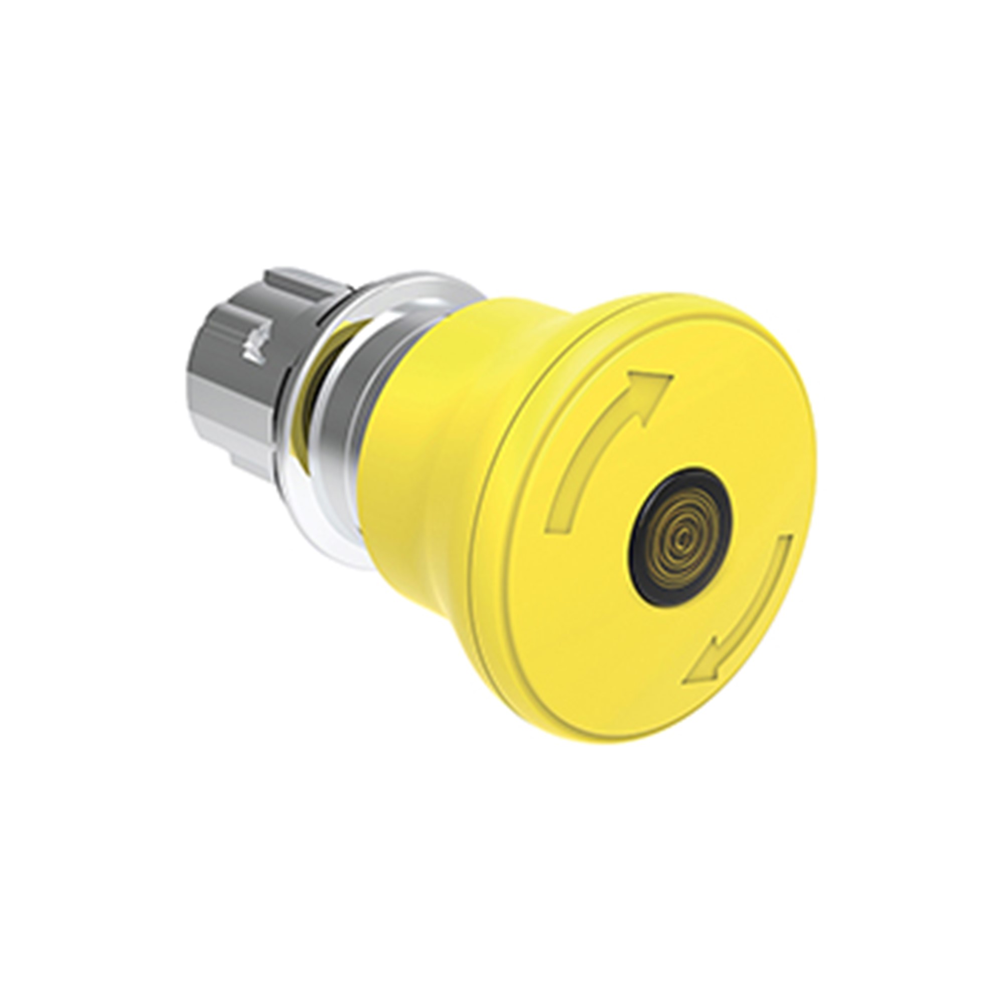 Pulsador Luminoso Emergencia Bloqueo/desbloqueo Rotacion Amarillo, (Cabezal 40mm), 22mm, Metalico LPSBL6645 — Lovato — Lovato