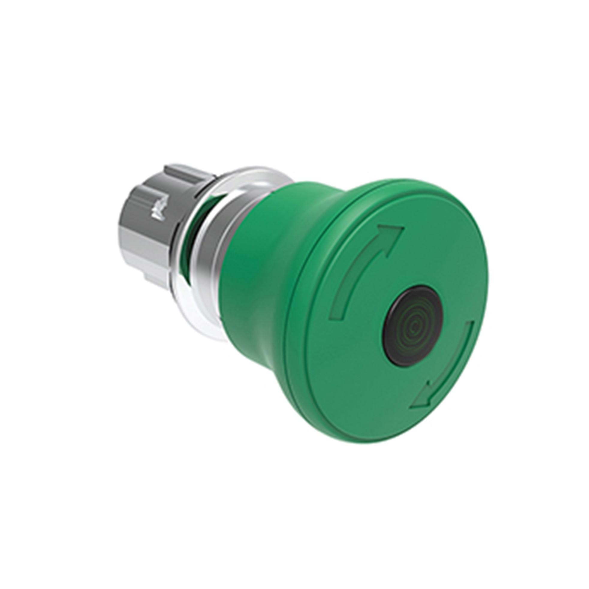 Pulsador Luminoso Emergencia Bloqueo/desbloqueo Rotacion Verde, (Cabezal 40mm), 22mm, Metalico LPSBL6643 — Lovato — Lovato