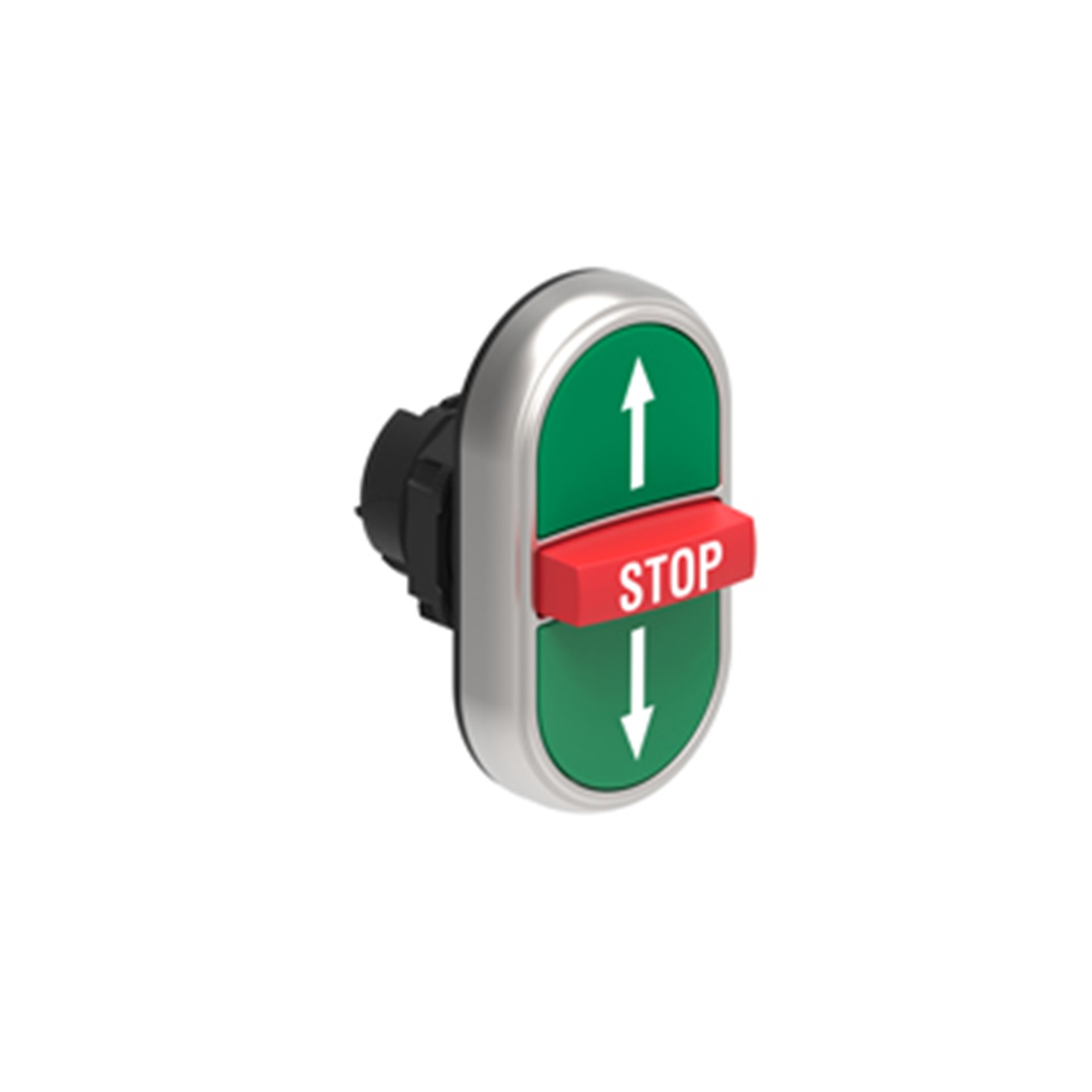 Cabezal Pulsador Triple Subir-o-bajar, Verde/rojo/verde, Plastico, IP67 LPCB7355 — Lovato — Lovato