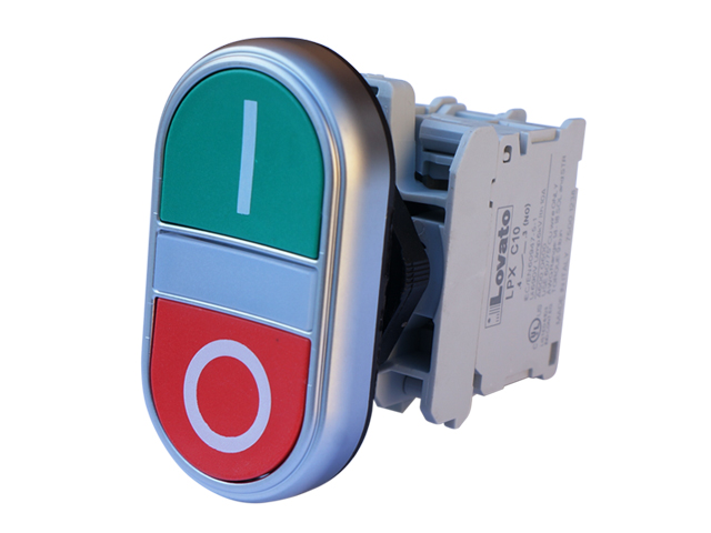 Pulsador Luminoso Armado Doble LED 185-265VCA/CC, 1NA+1NC, Serie Plastica LPCBL7123 — Lovato — Lovato