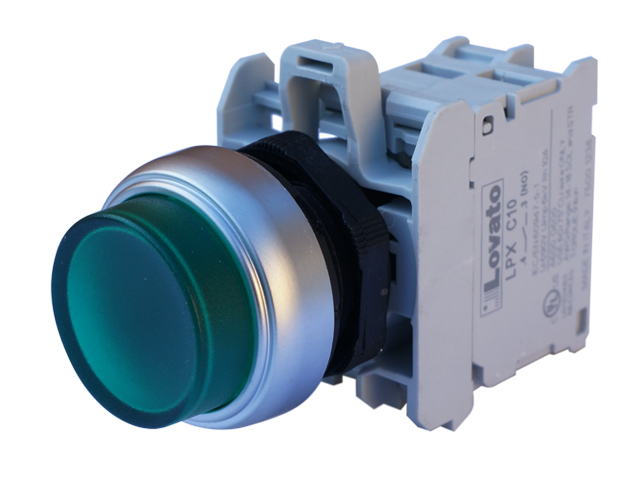 Pulsador Luminoso Armado Verde LED 185-265VCA/CC, 1NA, Serie Plastica LPCBL203A — Lovato — Lovato