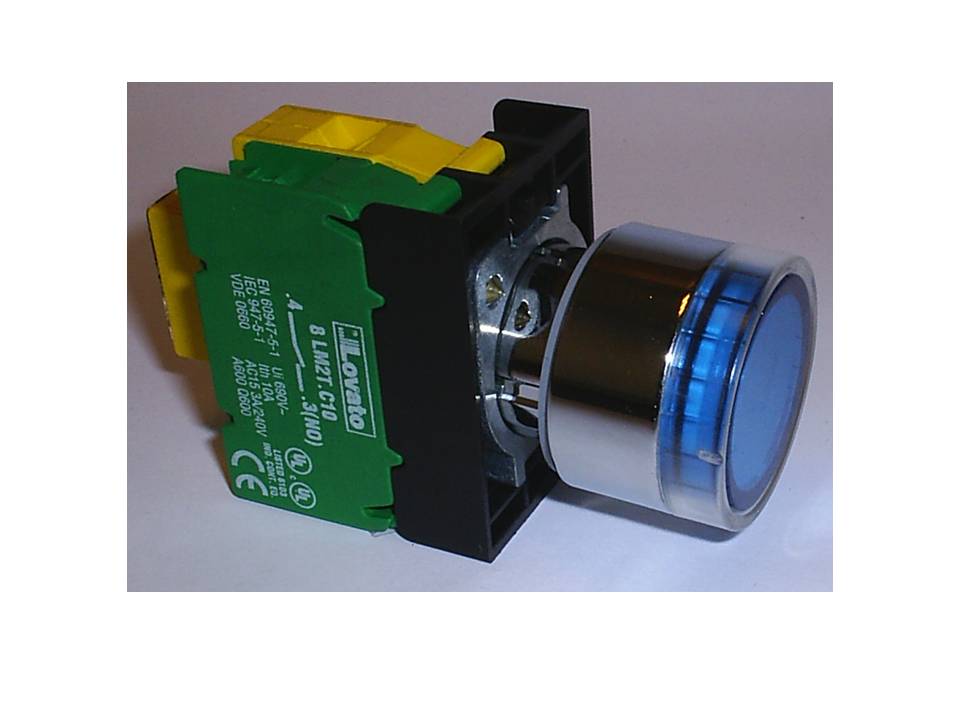 Pulsador Luminoso Armado Verde LED 187 a 265VCA, 1NA, Serie Metalica LM2TBL103AL — Lovato — Lovato