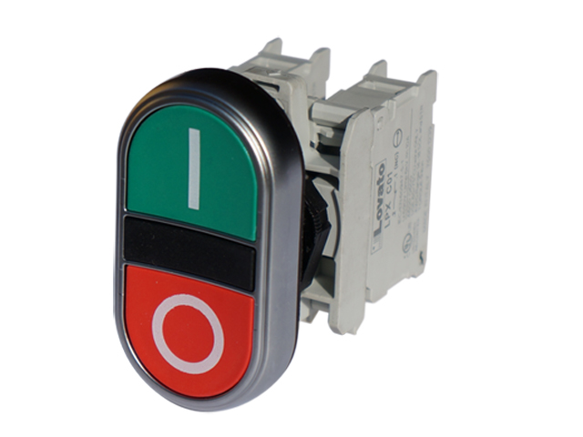 Pulsador Armado Plano Doble, 1NC+1NC, Serie Plastica LPCB7123A — Lovato — Lovato