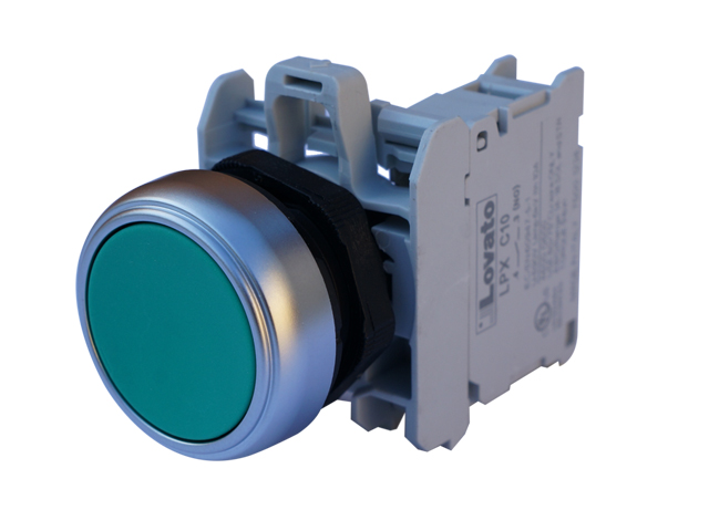 Pulsador Armado Plano Verde, 1NA, Serie Plastica LPCB103 — Lovato — Lovato