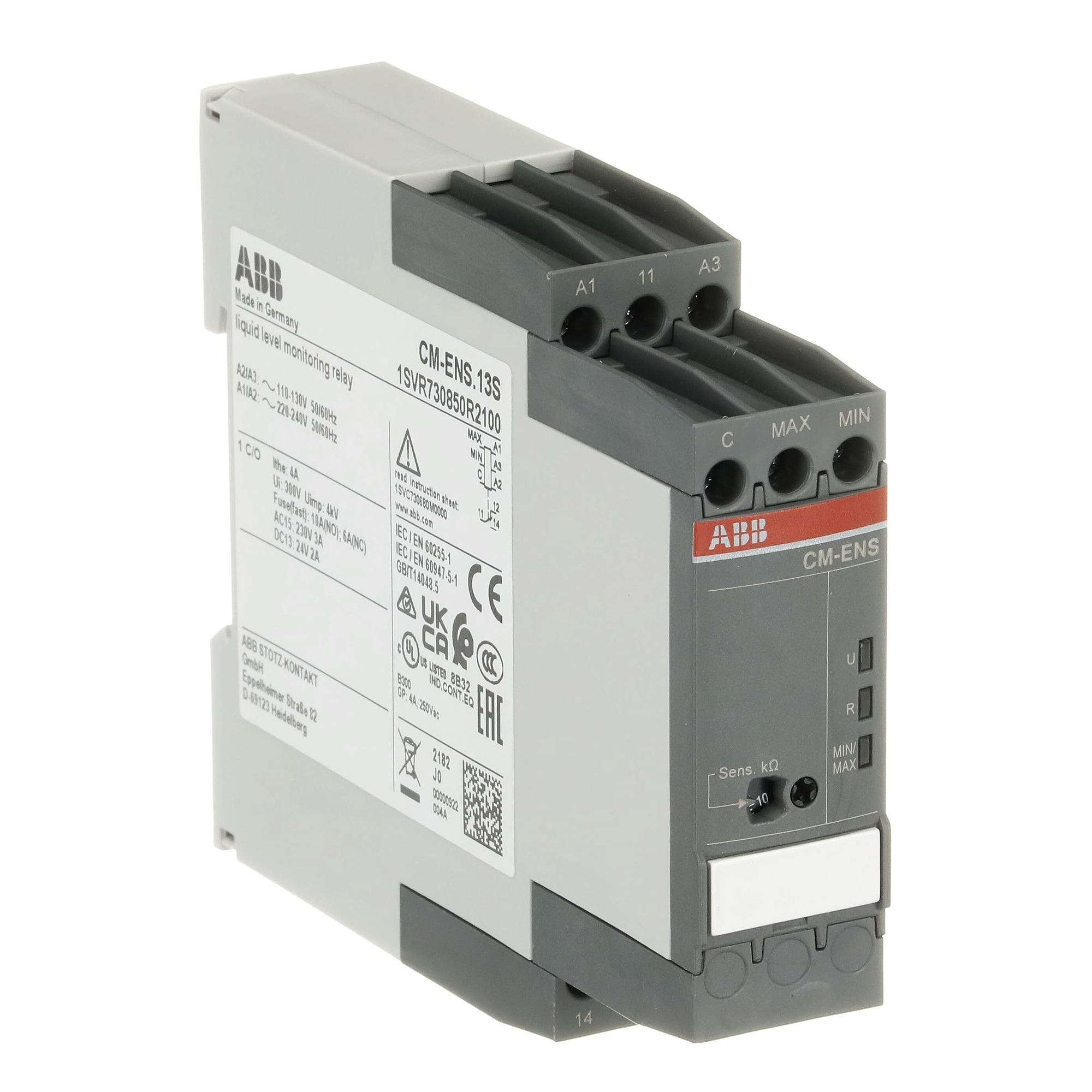 Relé NIVEL DE LIQUIDOS CM-ENS.13S, CONTROL: 110-130 V CA / 220-240 1SVR730850R2100 ABB — ABB