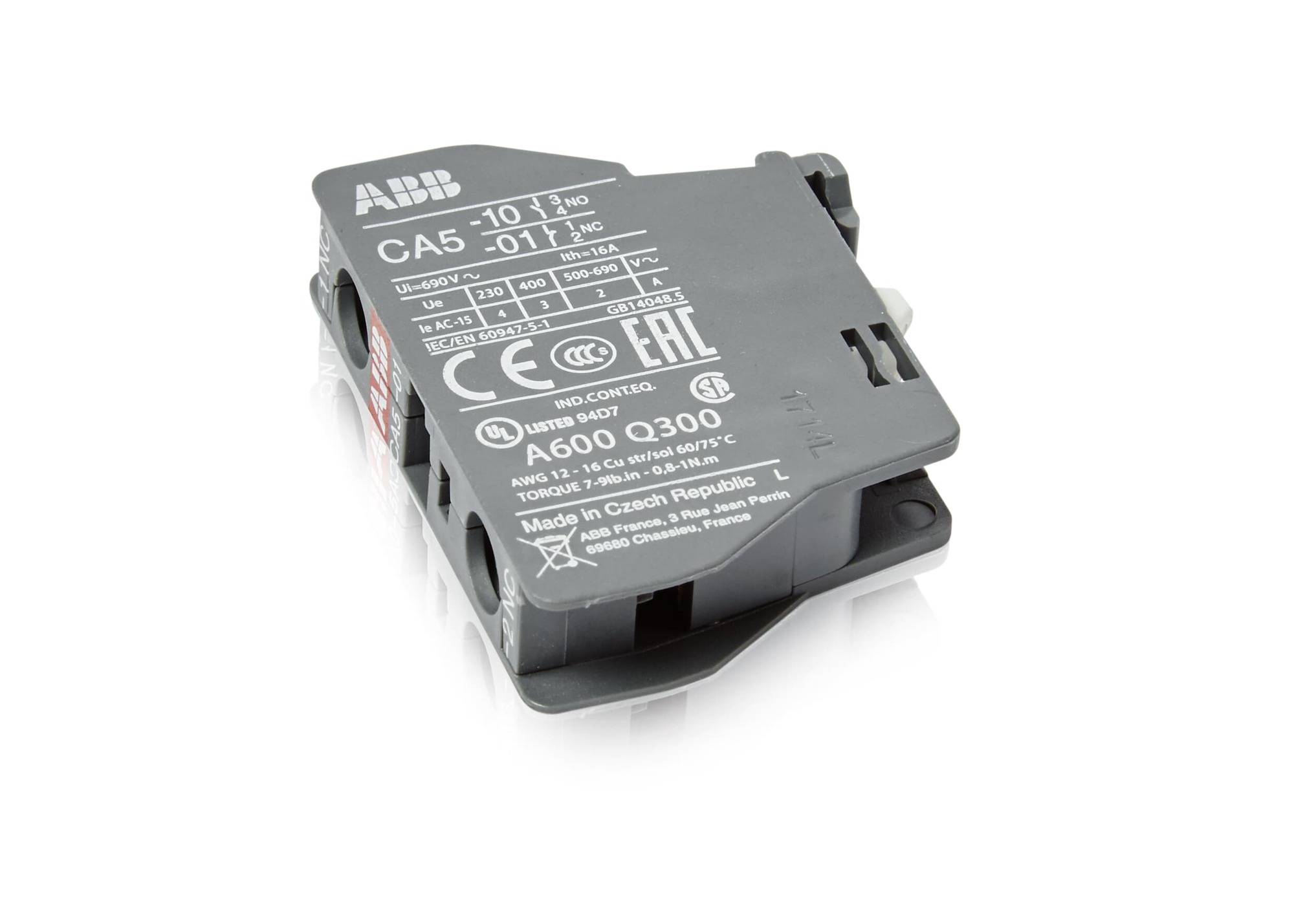 Contacto auxiliar frontal 1NC para contactor UA16 - UA110 CA5-01 1SBN010010R1001 — ABB — ABB