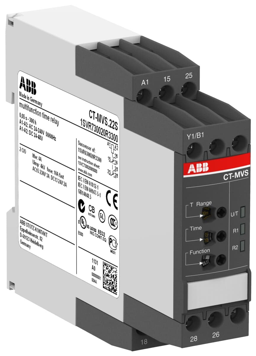 Relé TEMP MULTIFUNCION 2 C/O 24/48V DC 24/240V CA 1SVR730020R3300 ABB — ABB