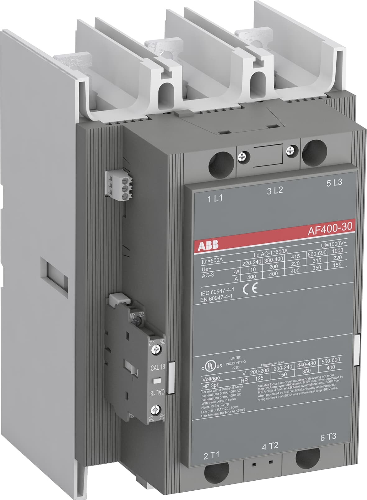 Contactor 3x400A bobina 250VAC 1NA+1NC 1SFL577001R7011 ABB — ABB