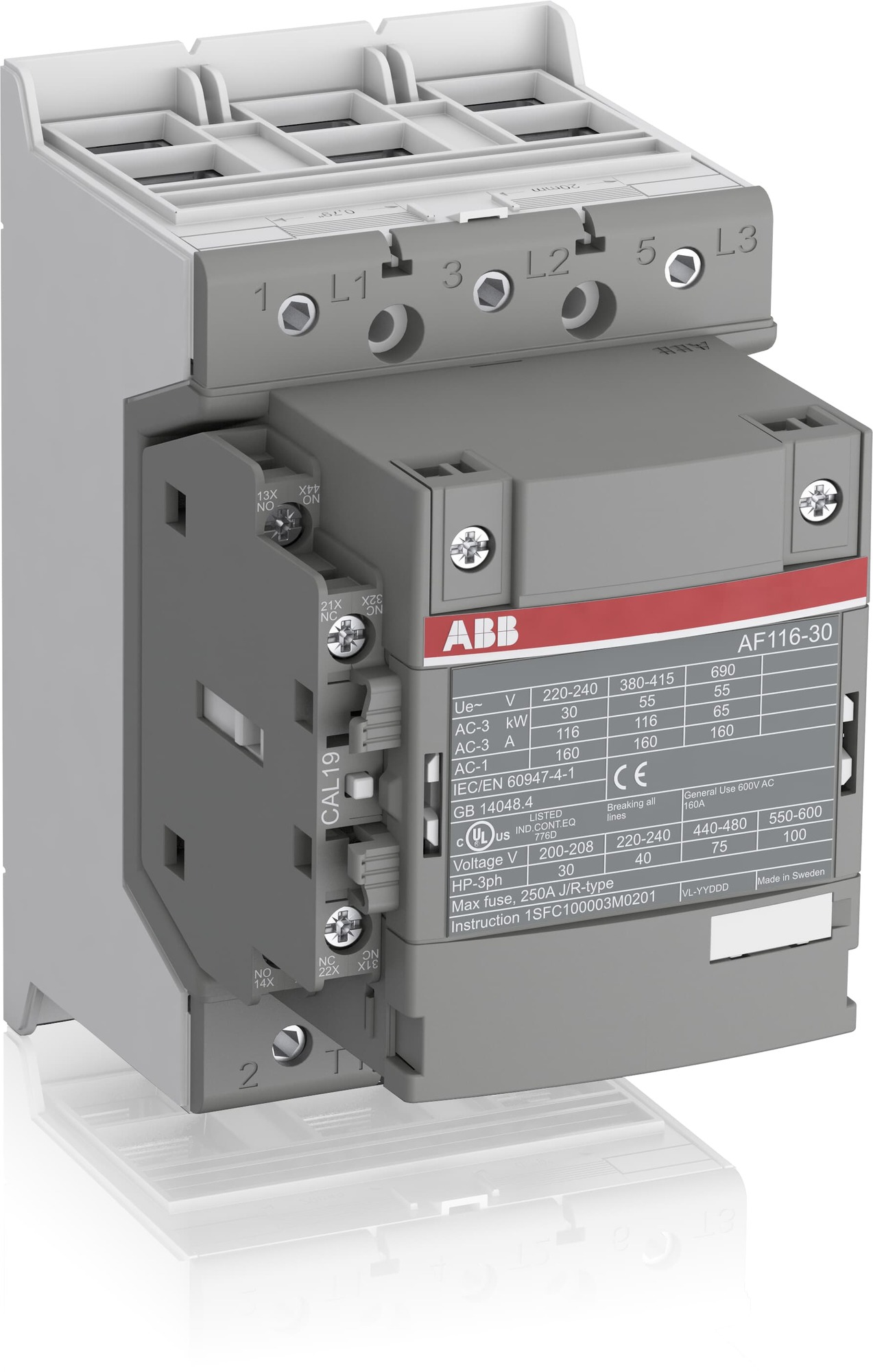 Contactor 116A bobina 60V 1SFL427001R1111 ABB — ABB