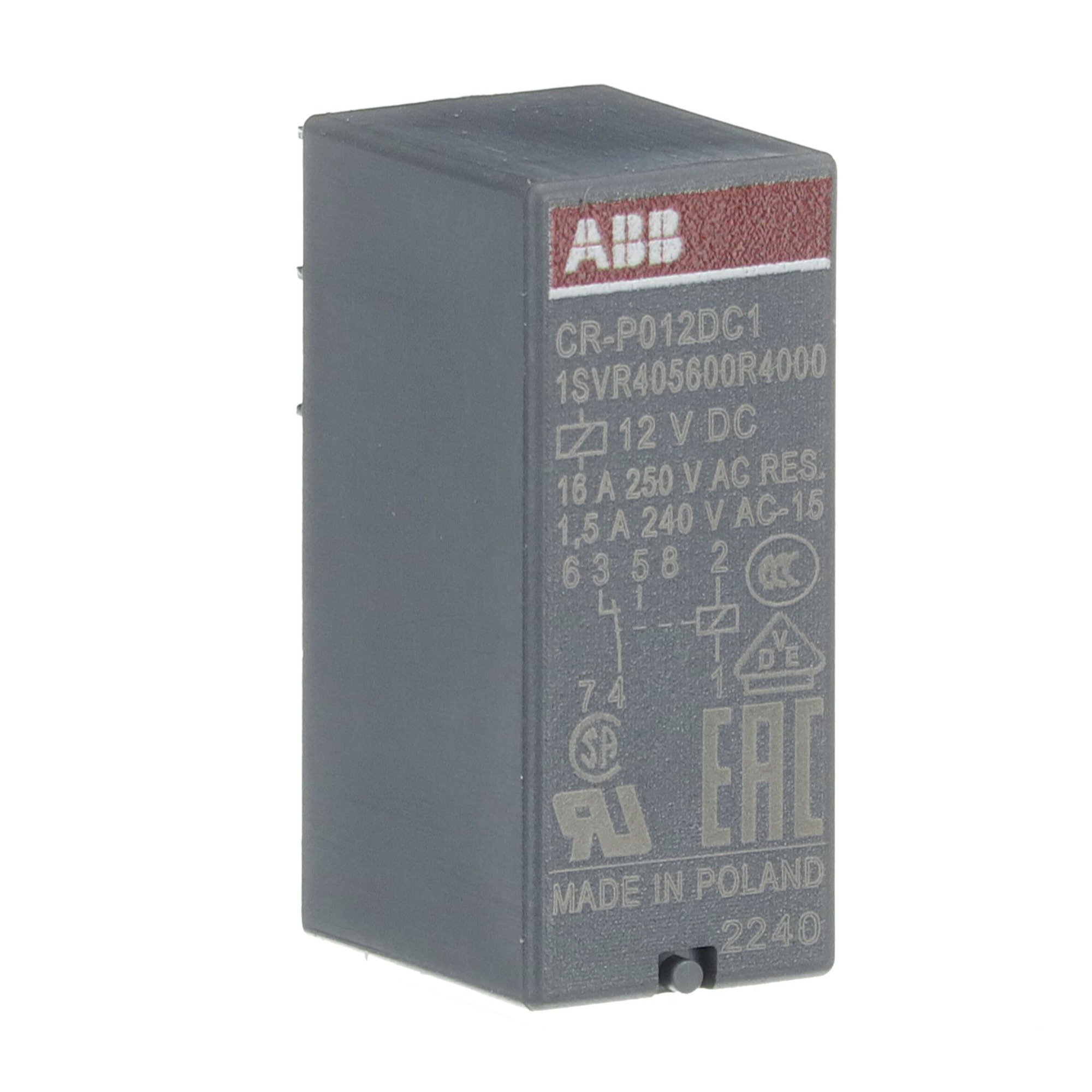 Relé CAPSULADO 1 C/O 16A CONTROL 12VCC CRP-P012DC1 1SVR405600R4000 ABB — ABB