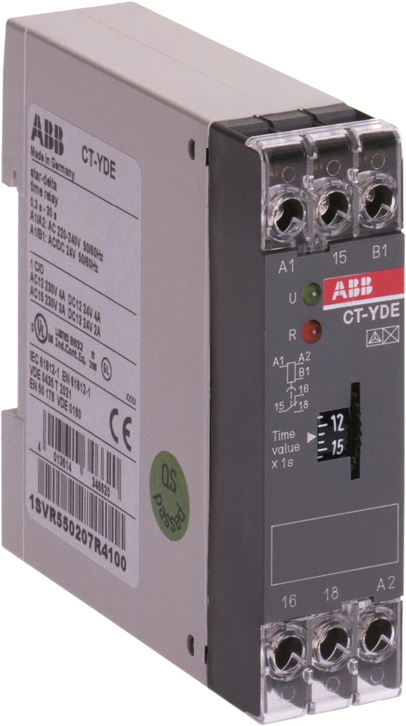 Relé TEMPORIZADOR STAR-DELTA CT-YDE, 1C/O 110-130VAC 1SVR550200R4100 ABB — ABB