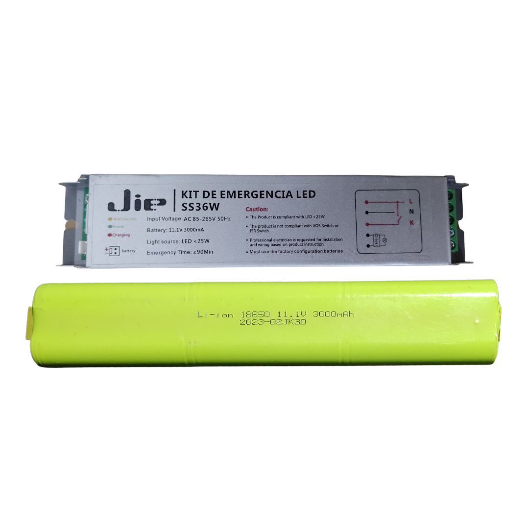 Kit de Emergencia LED -para Foco y Tubo LED de 3 a 36W 36W 90 Minutos 24 Hrs IP30 para Tubo LED.Amp, Foco, univesal 220V 50Hz 11.1V 3000mAh (SS-36W)