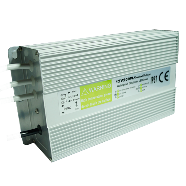 Fuente de Poder 12V Interior -200W DC -Chasis Cerrado, con Protección Contra Cortocircuitos, para Iluminación LED, Estanca, Conmutada 90-130VAC/170-260VAC 12V IP67 245 70 43mm (FU200E)