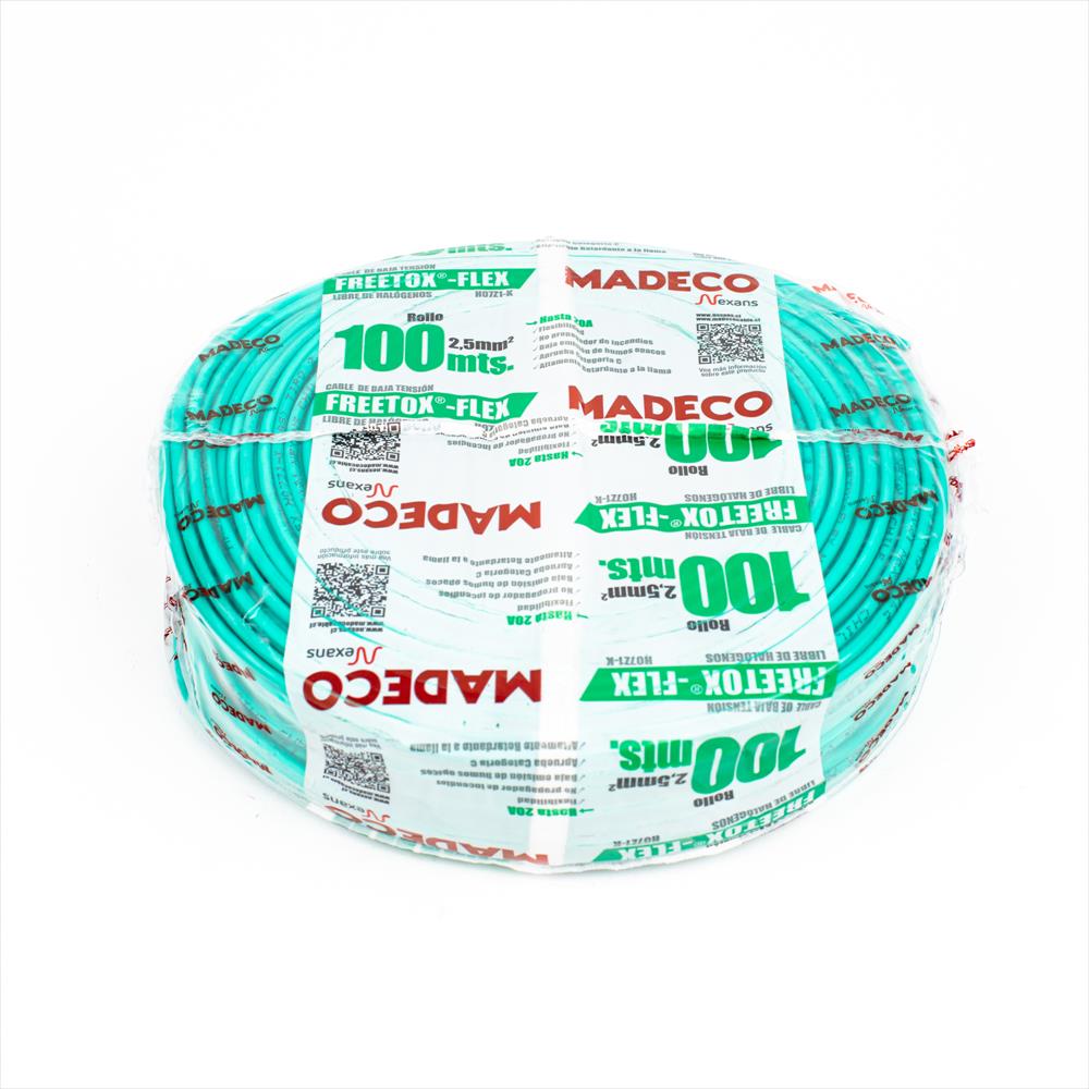 Rollo Cable 2.5mm 100MTS Verde Libre de Halogenos 10023016-DU6119 — Nexans
