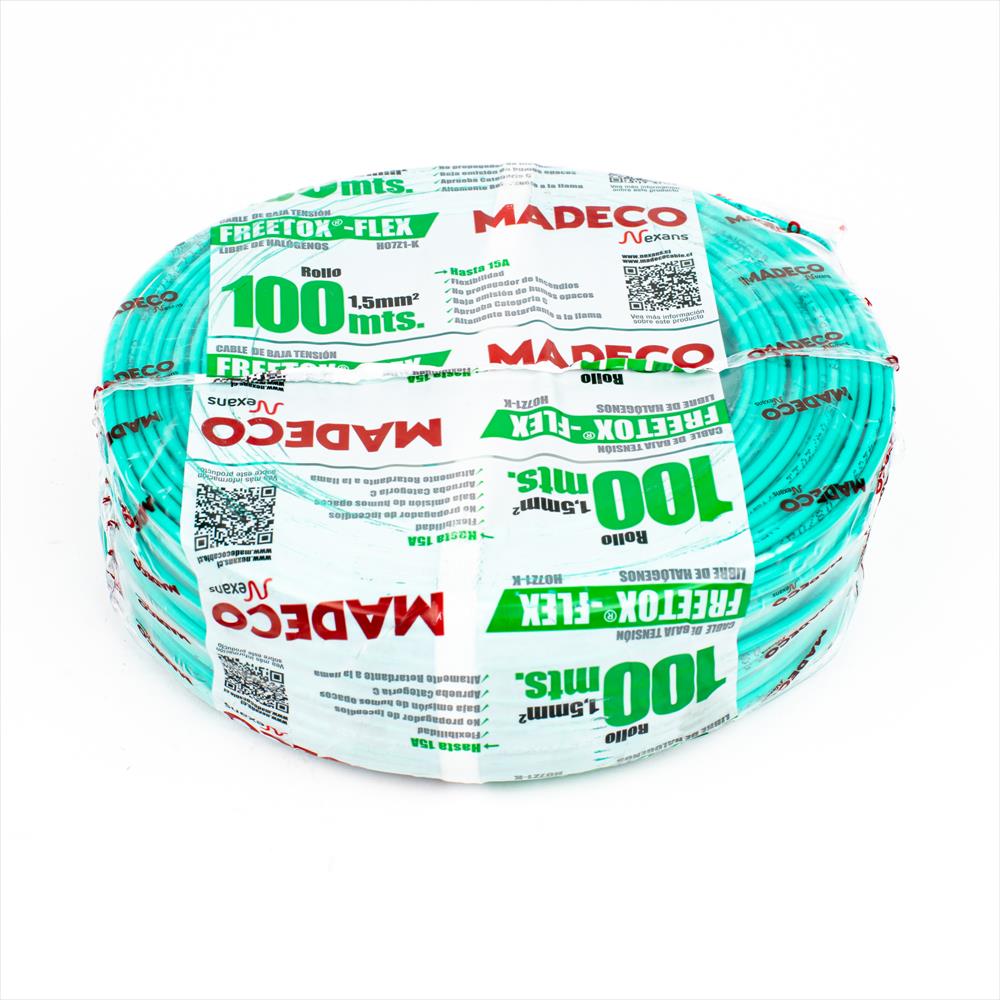 Rollo Cable 1.5mm 100MTS Verde Libre de Halogenos 10022952-DU6004 — Nexans
