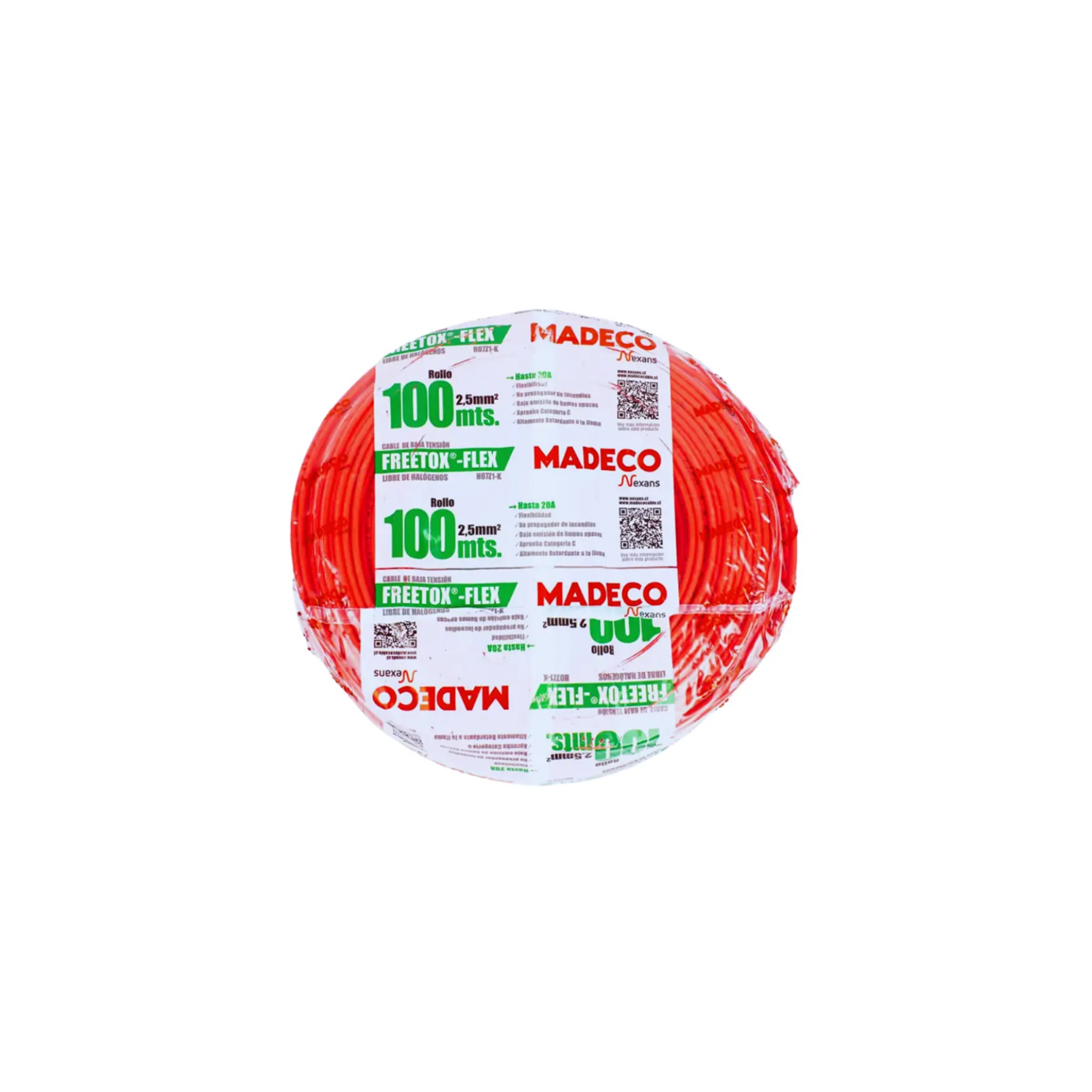 Rollo Cable 2.5mm 100MTS Rojo Libre de Halogenos 10023015-DU6102 — Nexans