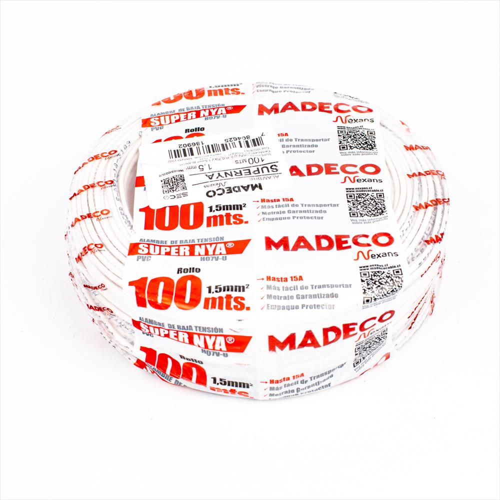 Rollo Cable Alambre 1.5mm Aislado Blanco 10026161-CD32-00 — Nexans