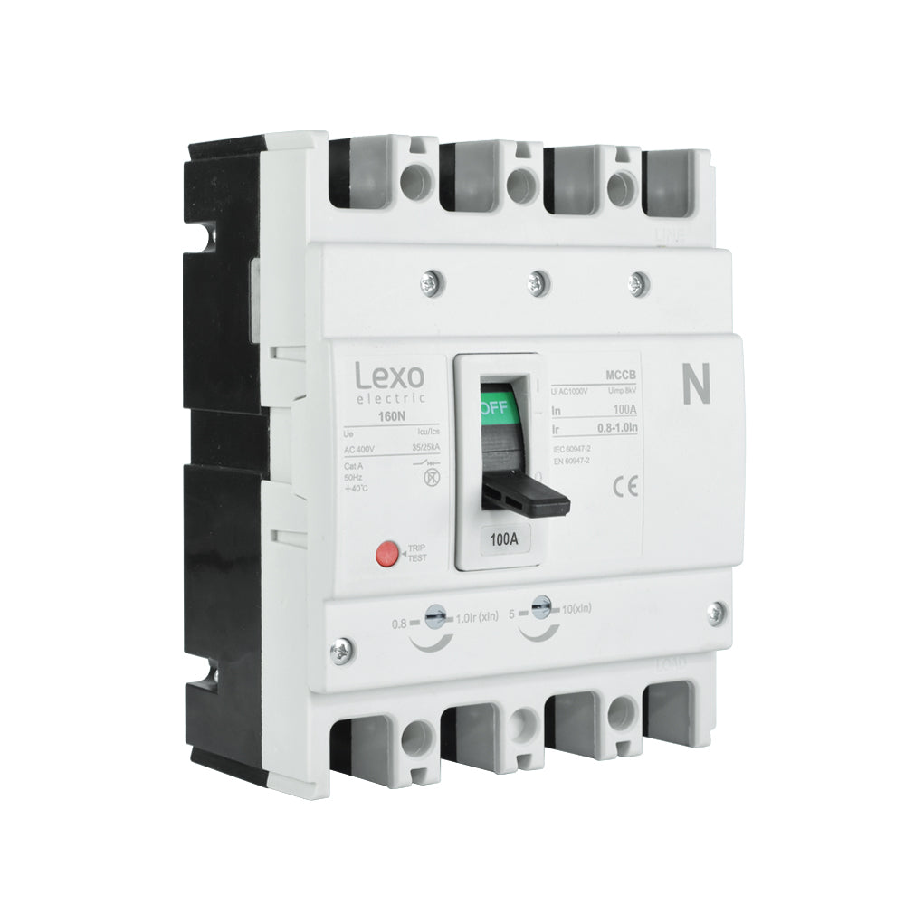 Interruptor caja moldeada 4x100A 25kA — Regulable T160N — Lexo