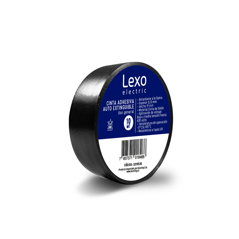 Cinta Aislante Vinílica Negra 19mm, 10MTS — Lexo — Lexo