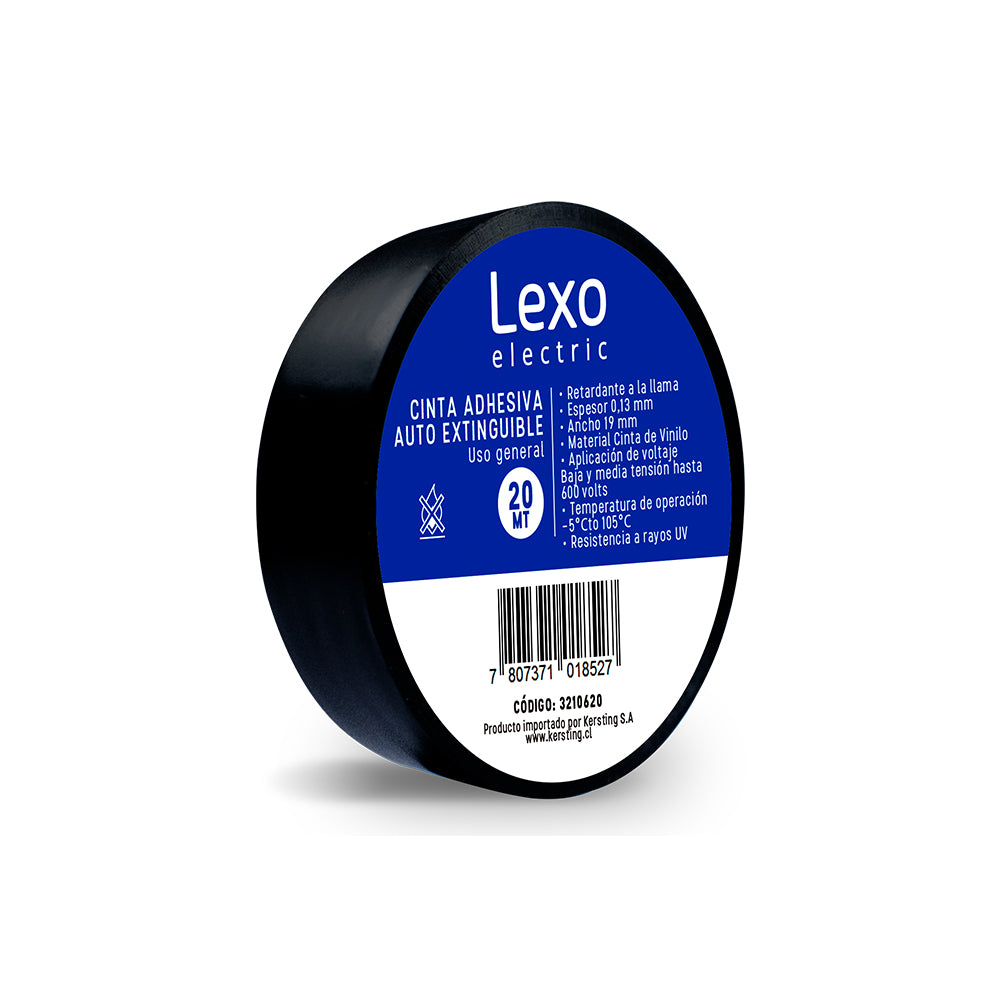 Cinta Aislante Vinílica Negra 19mm, 20MTS — Lexo — Lexo