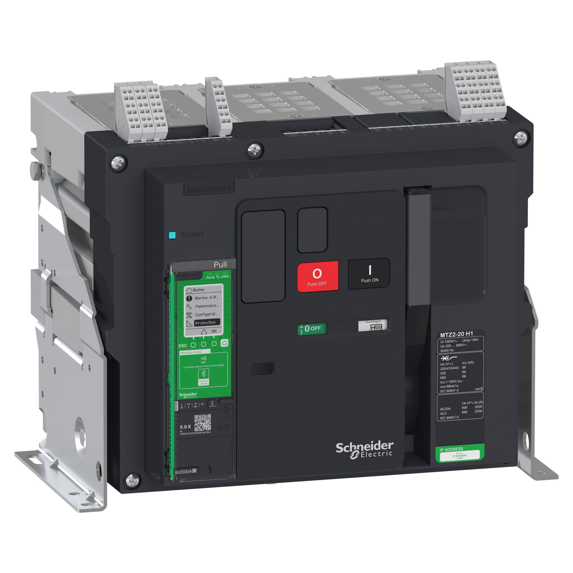 Interruptor Masterpact MTZ2 H1 3P 2000 a Fijo Micrologic 5.0X H-h MTZ220H15x3PMF — Schneider Electric — Schneider Electric