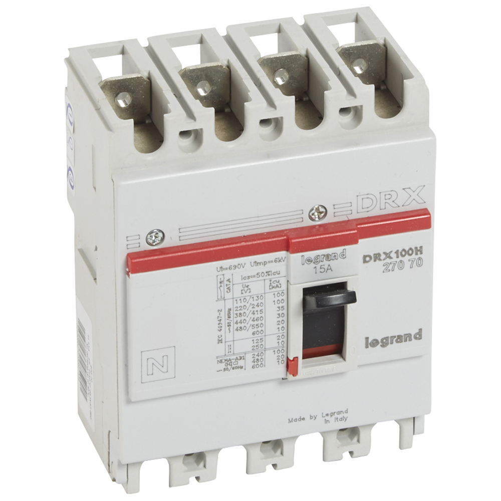 Interruptor caja moldeada 4x15A 36kA DRX 27070 Legrand — Legrand
