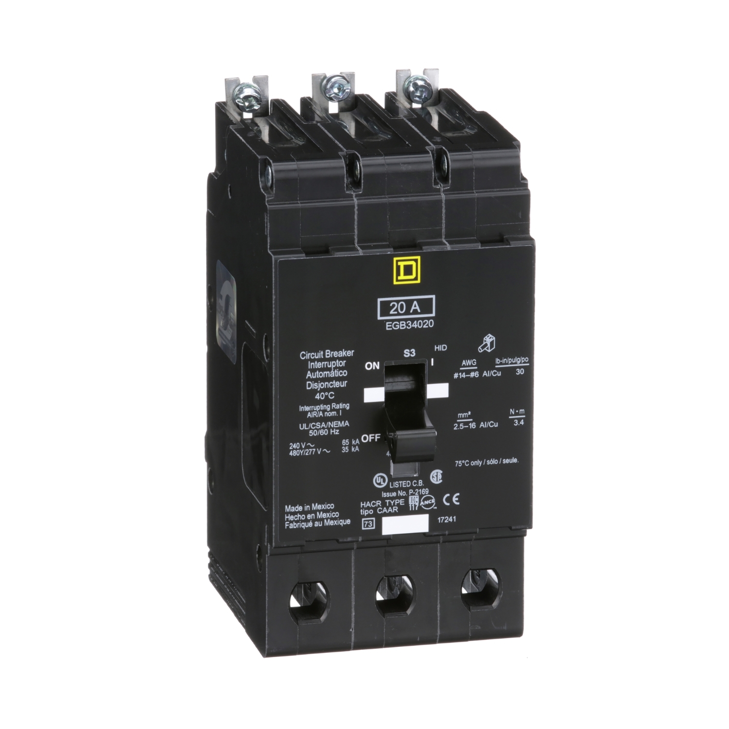 Interruptor caja moldeada 3x20A 35kA EGB34020 Schneider — Schneider Electric