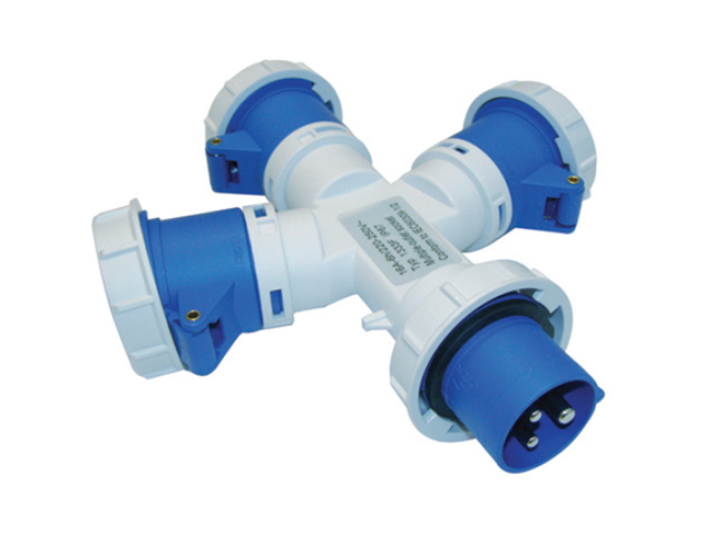 Adaptador industrial múltiple 3 salidas 16A 220V 2P+T IP67 6402434 — FNX — FNX