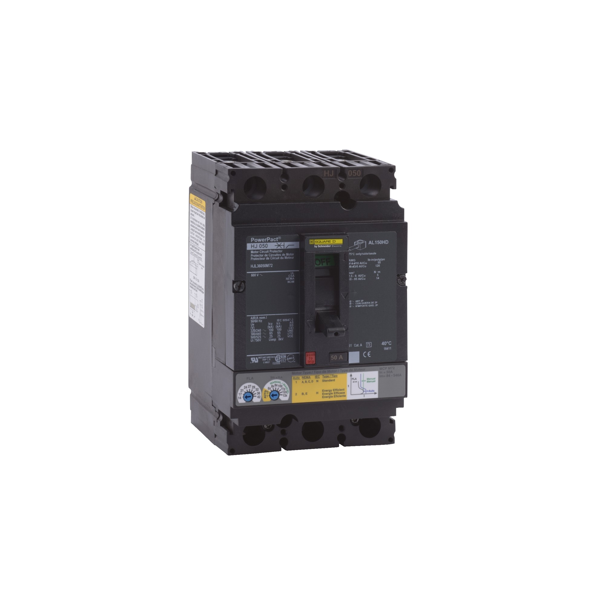 Interruptor UL Magnético 3P 84-546A 65kA Caja Moldeada Fijo HJL36050M72 — Schneider Electric — Schneider Electric