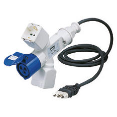 Adaptador industrial múltiple con cable macho vertical 3 salidas 16A GW64263 — Gewiss — Gewiss