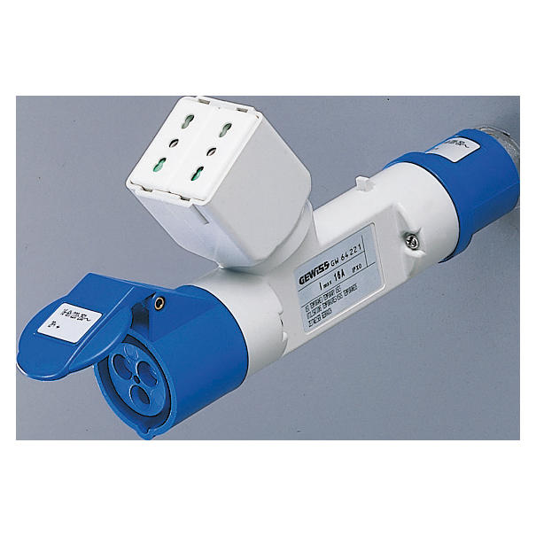 Adaptador industrial múltiple 2 salidas 16A 220V 2P+T GW64221 — Gewiss — Gewiss