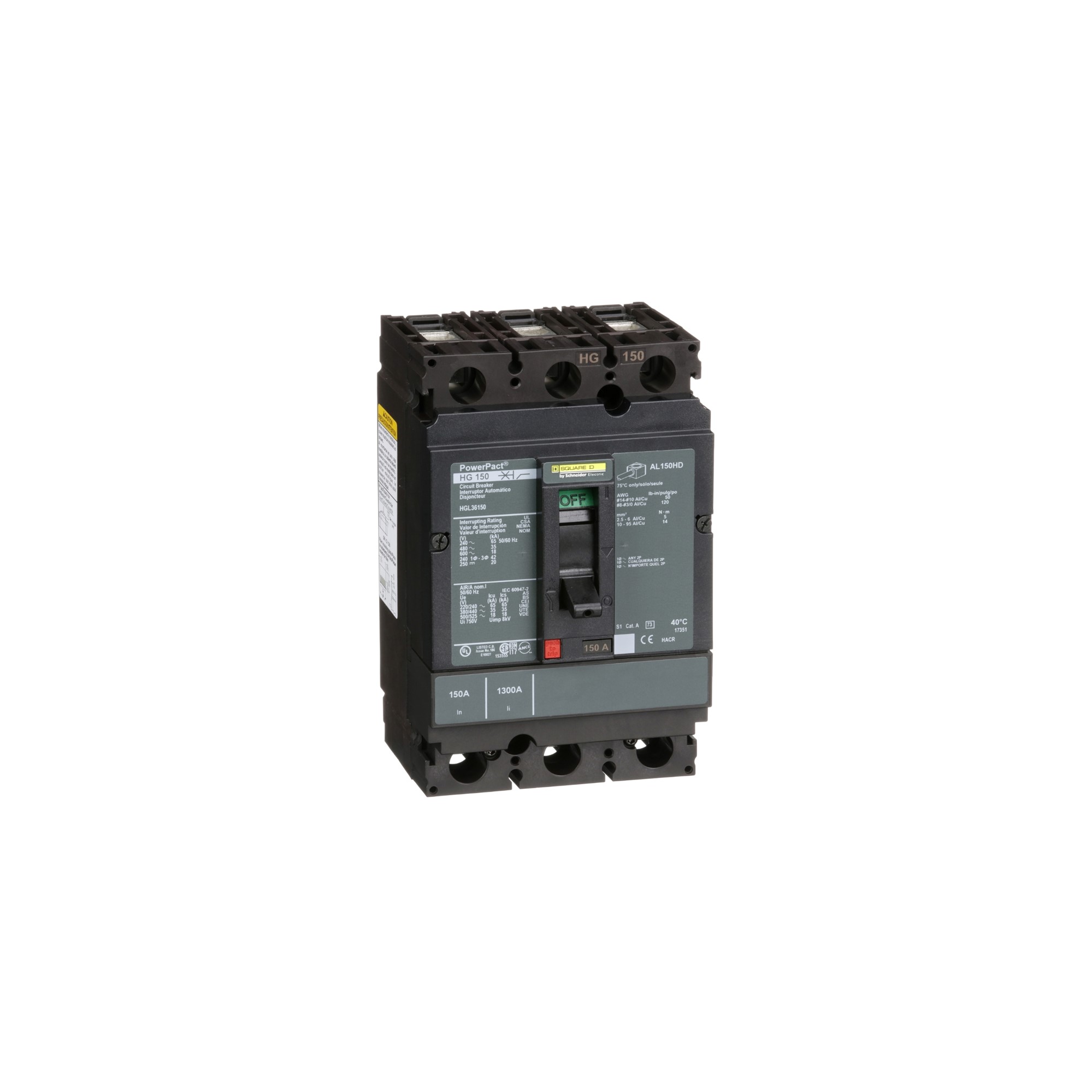 Interruptor Caja Moldeada UL Powerpact Hgl Termomagnetico 150A 3P 35kA HGL36150 — Schneider Electric — Schneider Electric