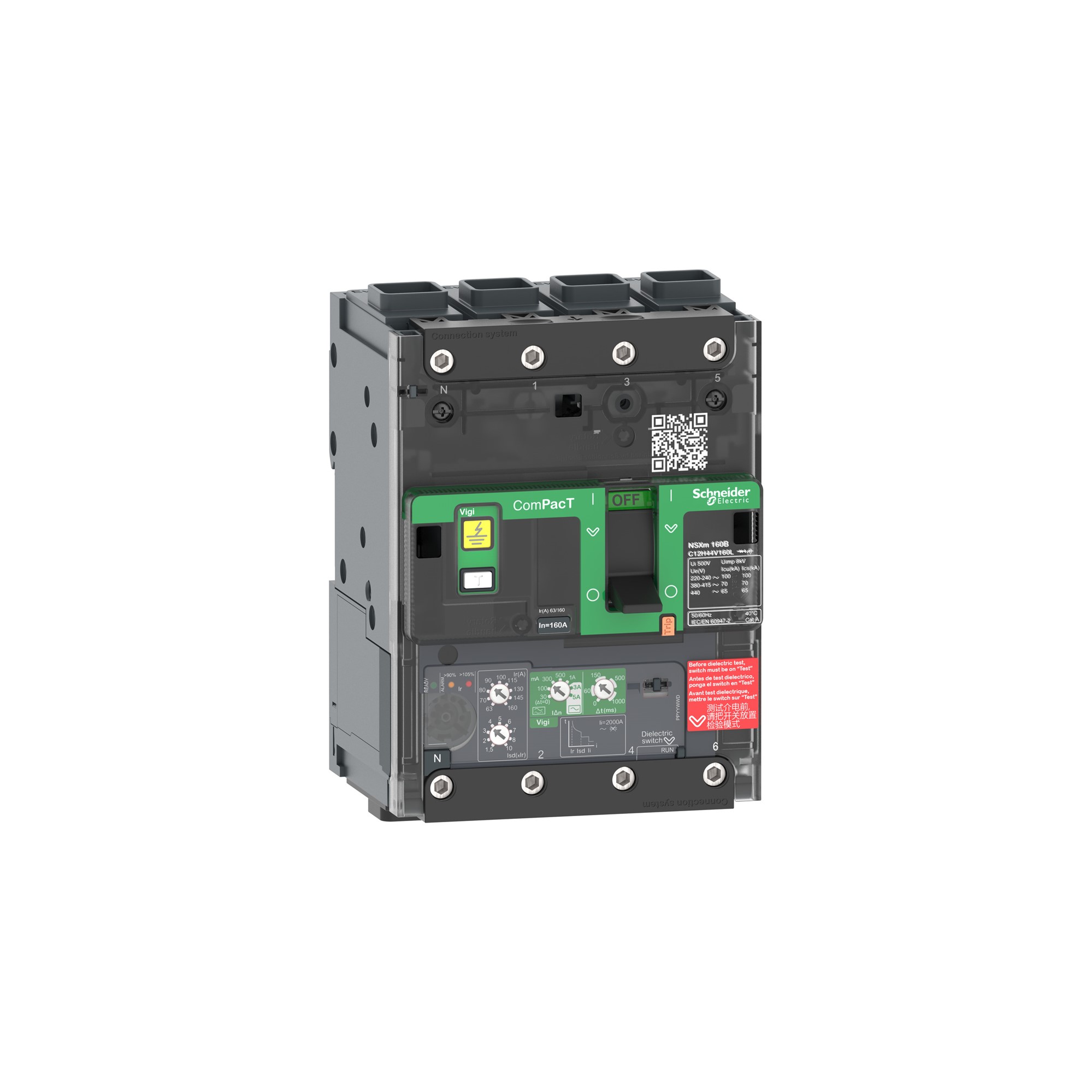 Interruptor caja moldeada 4x160A 25kA compact nsx C12B44V160L Schneider — Schneider