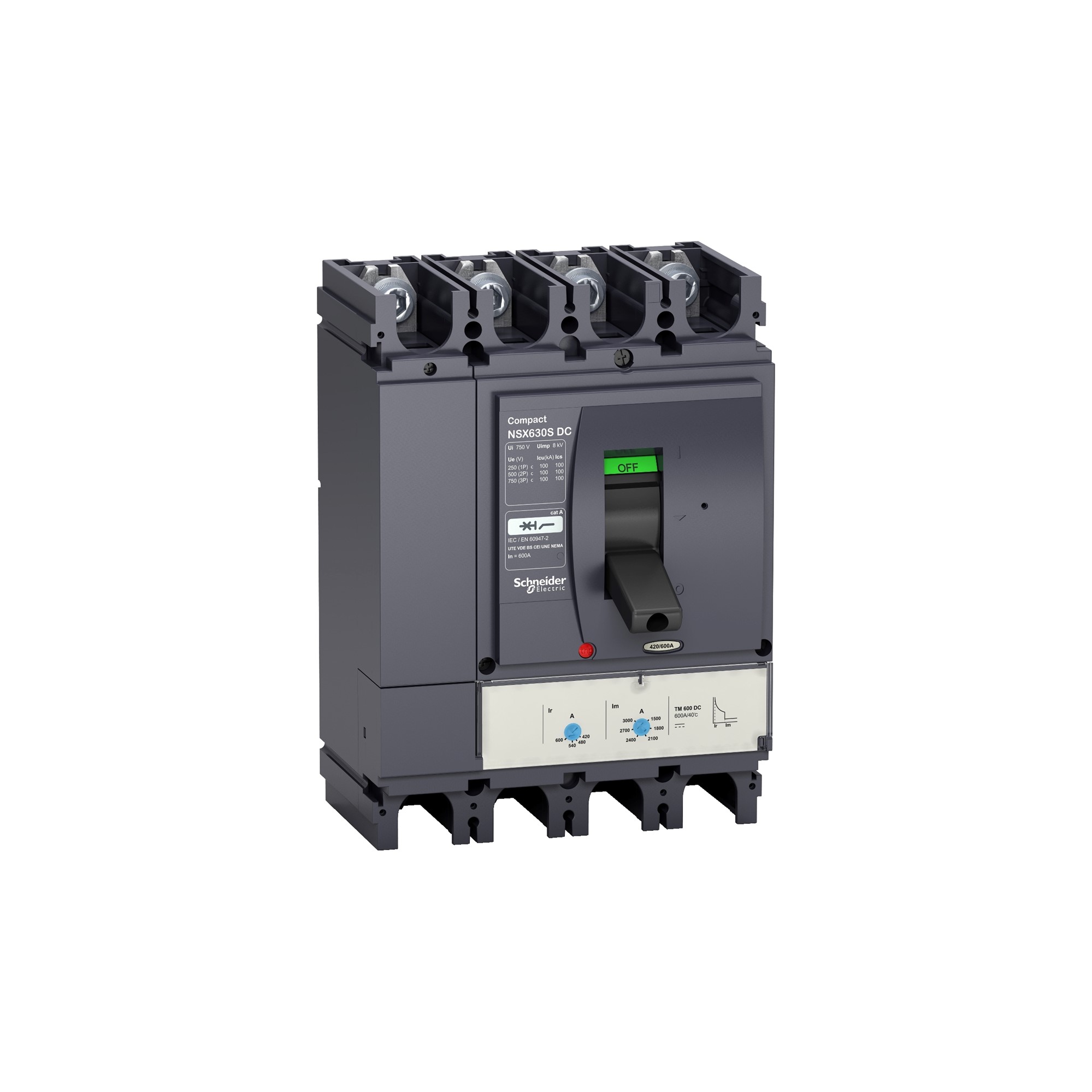 Interruptor caja moldeada 4x600A 750V 100kA Compact NSX — Regulable 43827459 Schneider — Schneider