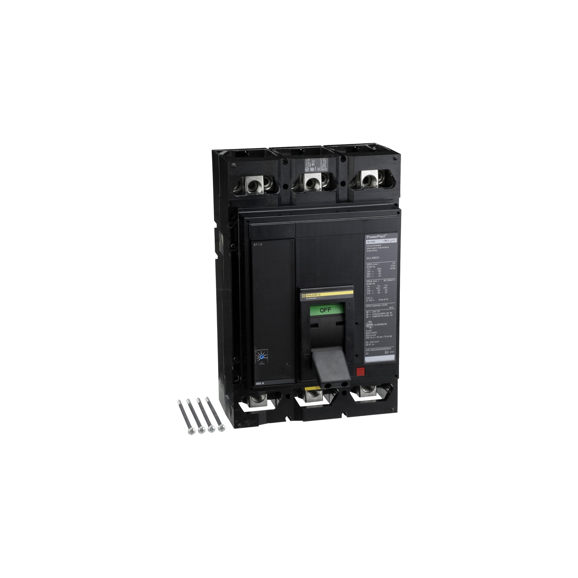 Interruptor caja moldeada 3x600A 65kA Powerpact MJL36600 Schneider — Schneider