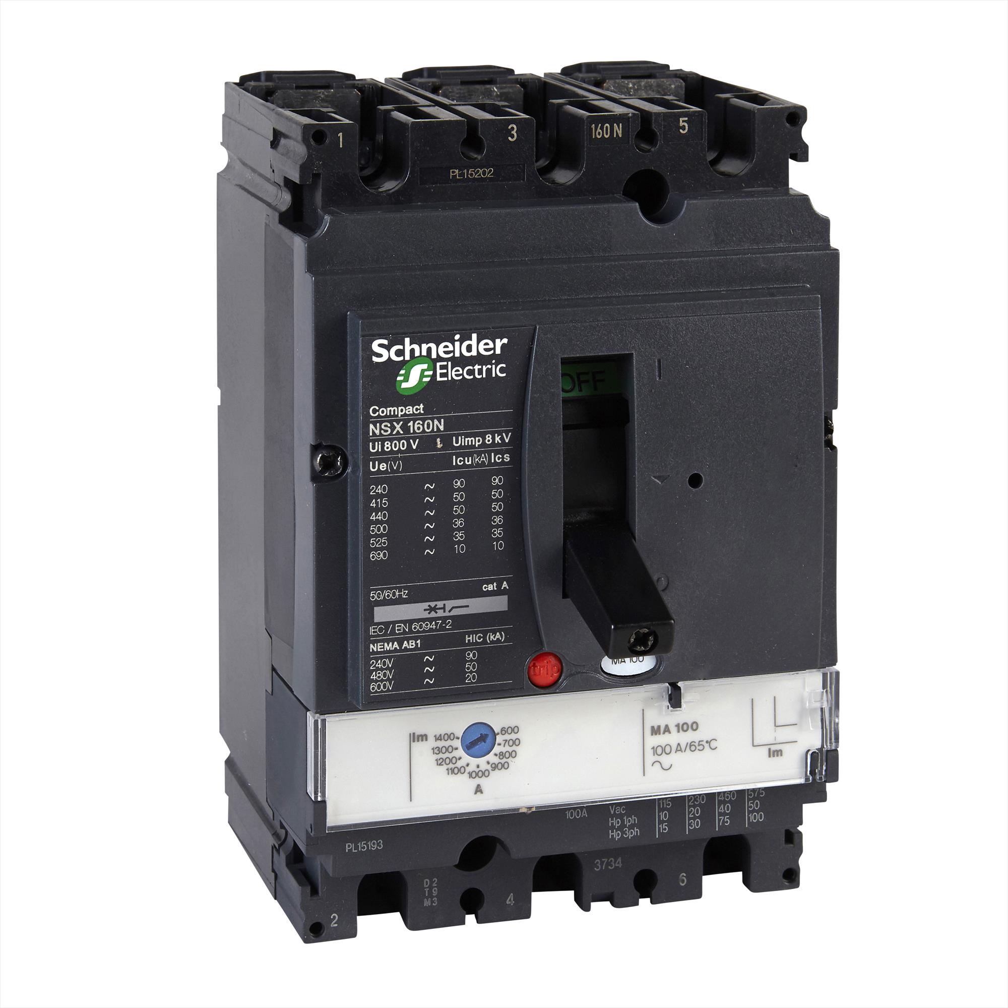 Interruptor caja moldeada 3x100A 50kA COMPACT NSX — Regulable 43083359 Schneider — Schneider