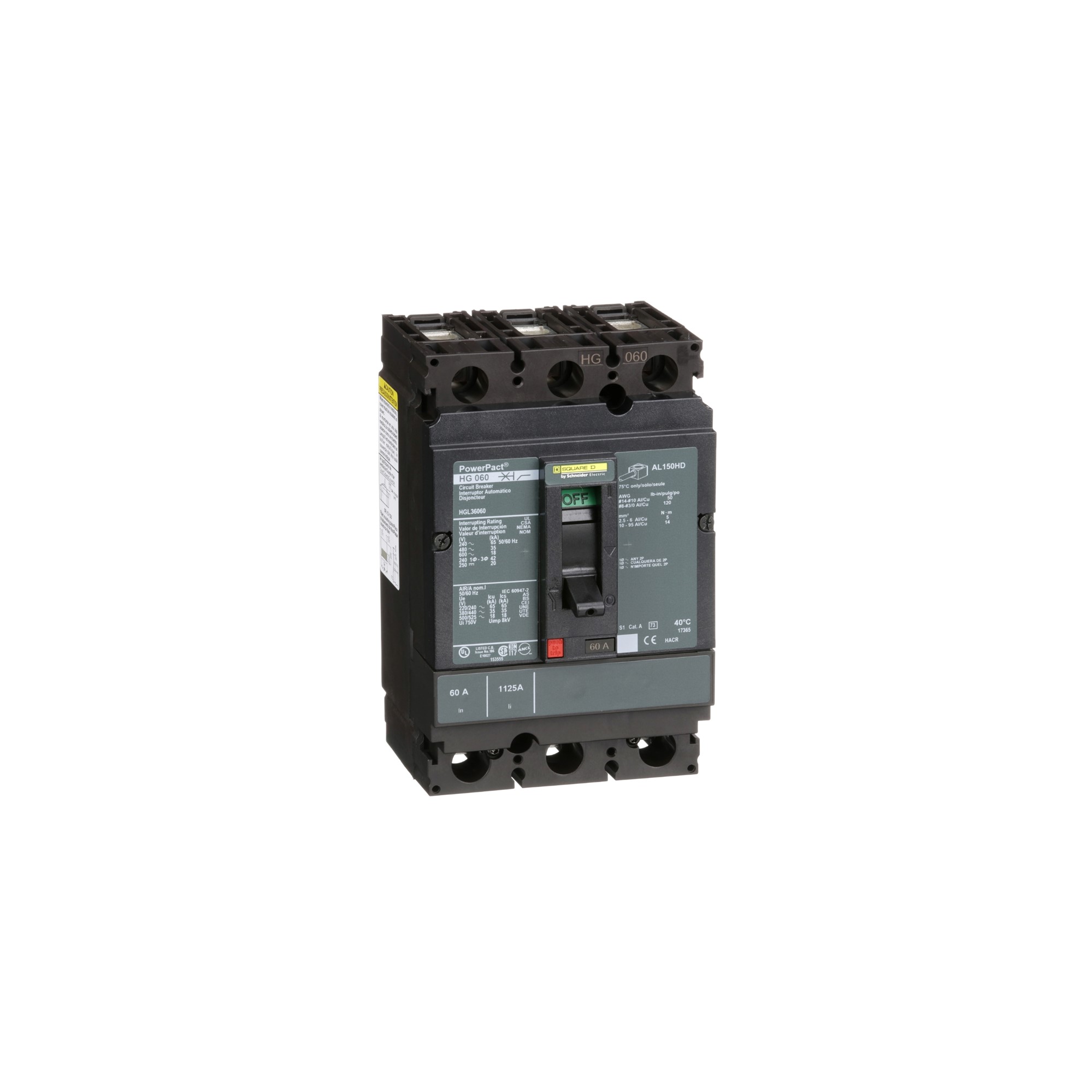 Interruptor Caja Moldeada UL Powerpact Hgl Termomagnetico 60A 3P 35kA HGL36060 — Schneider Electric — Schneider Electric