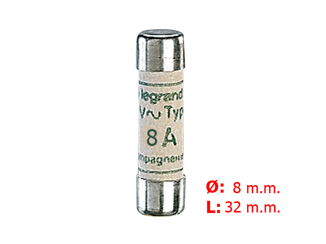 Fusible Cilindrico Industrial Tipo Am(lentos) 8x32 8A. 12008 — Legrand — Legrand