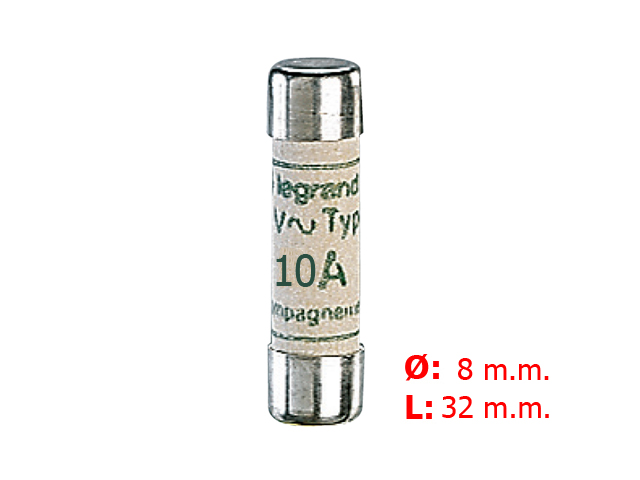 Fusible Cilindrico Industrial Tipo Am(lentos) 8x32 10A. 12010 — Legrand — Legrand