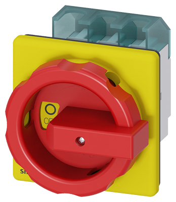 Sentron, Interruptor-seccionador 3LD, Pulsador de Parada de Emergencia, 3 Polos, Iu 63 a 3LD2504-0TK53 — Siemens — Siemens